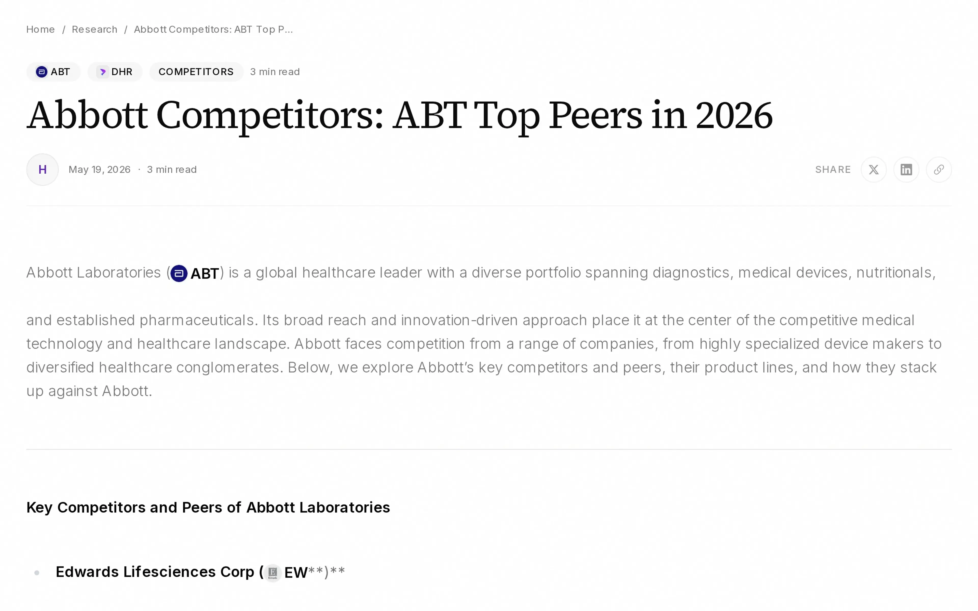 Abbott Competitors: ABT Top Peers in 2026