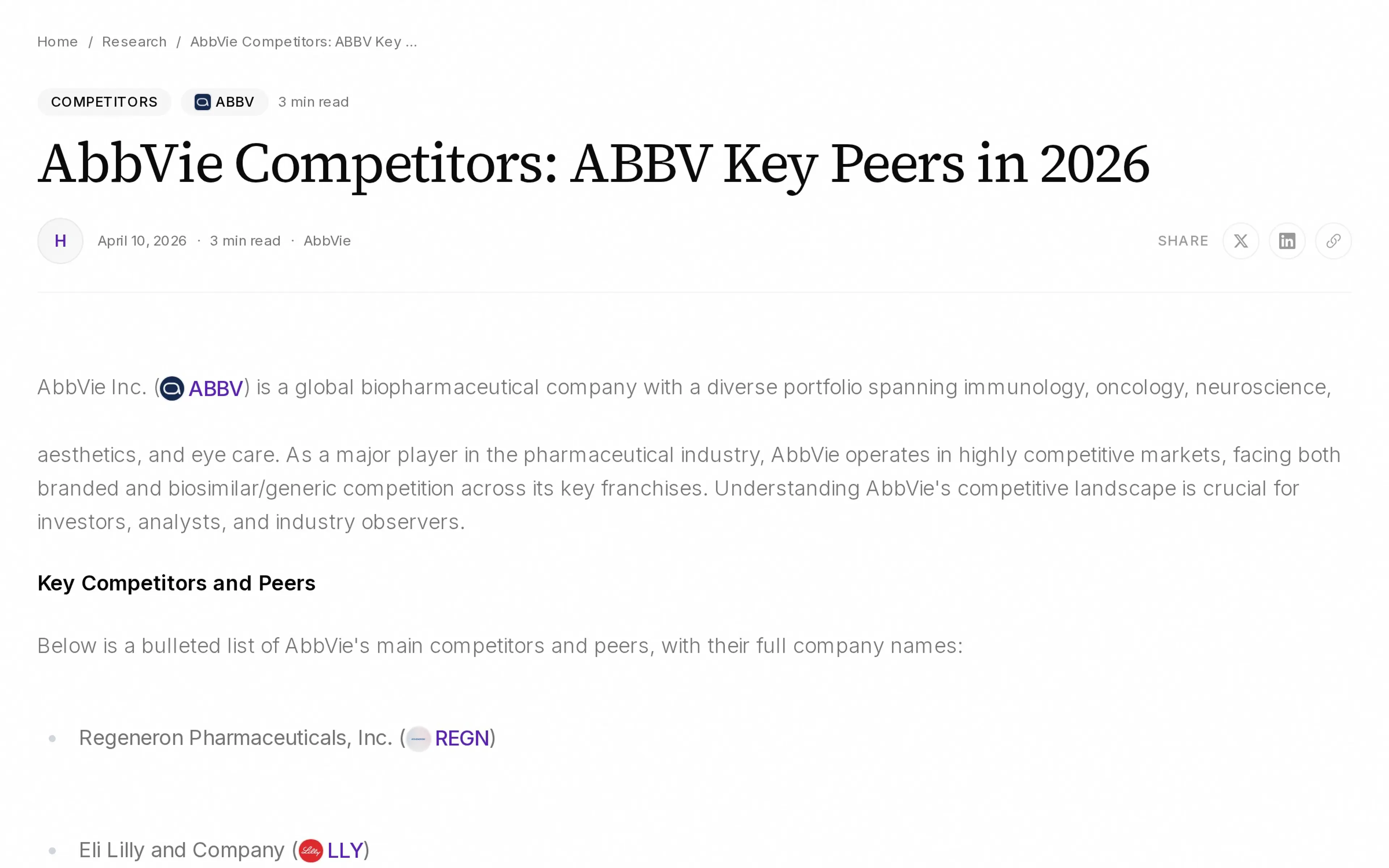 AbbVie Competitors: ABBV Key Peers in 2026