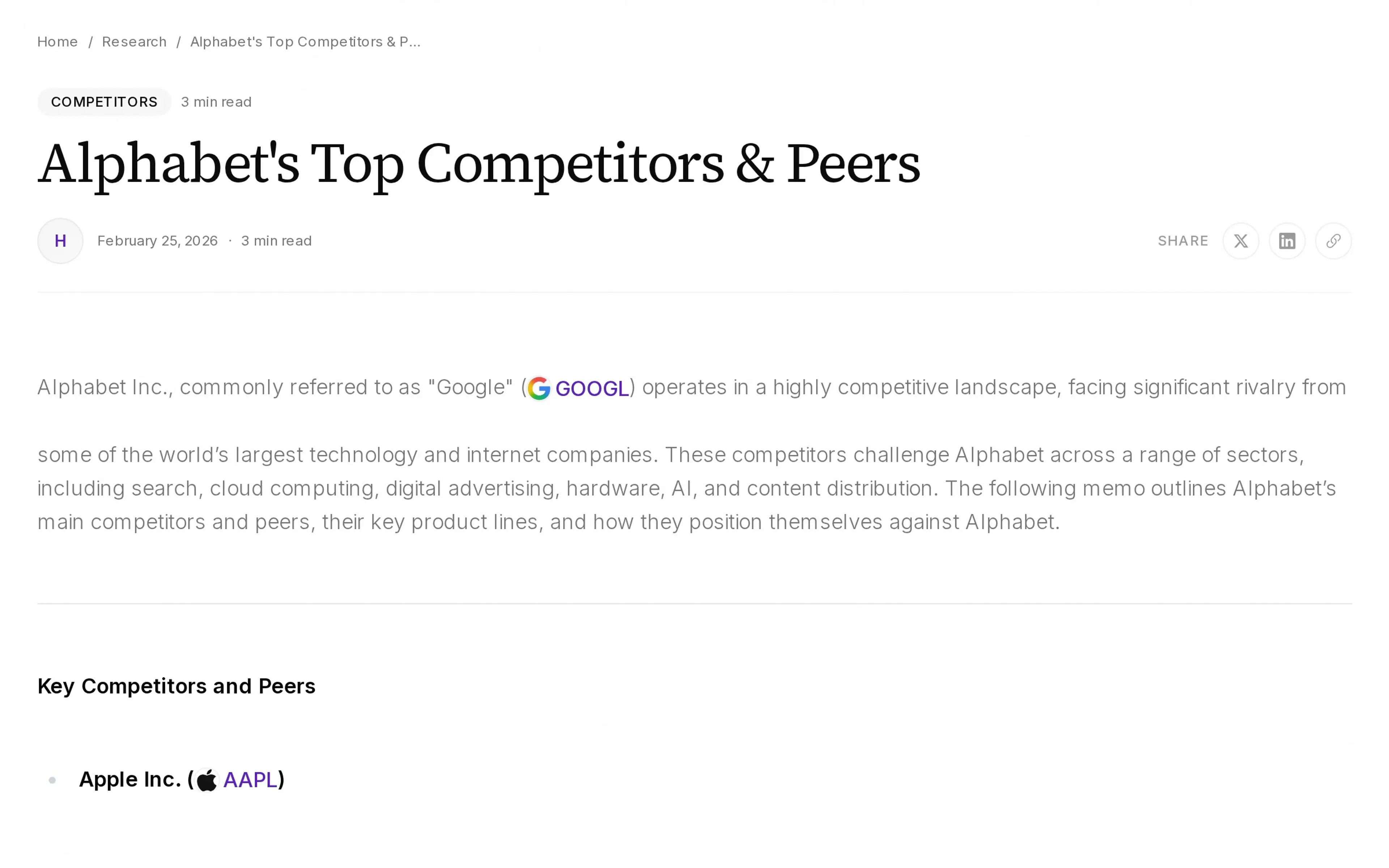 Alphabet's Top Competitors & Peers