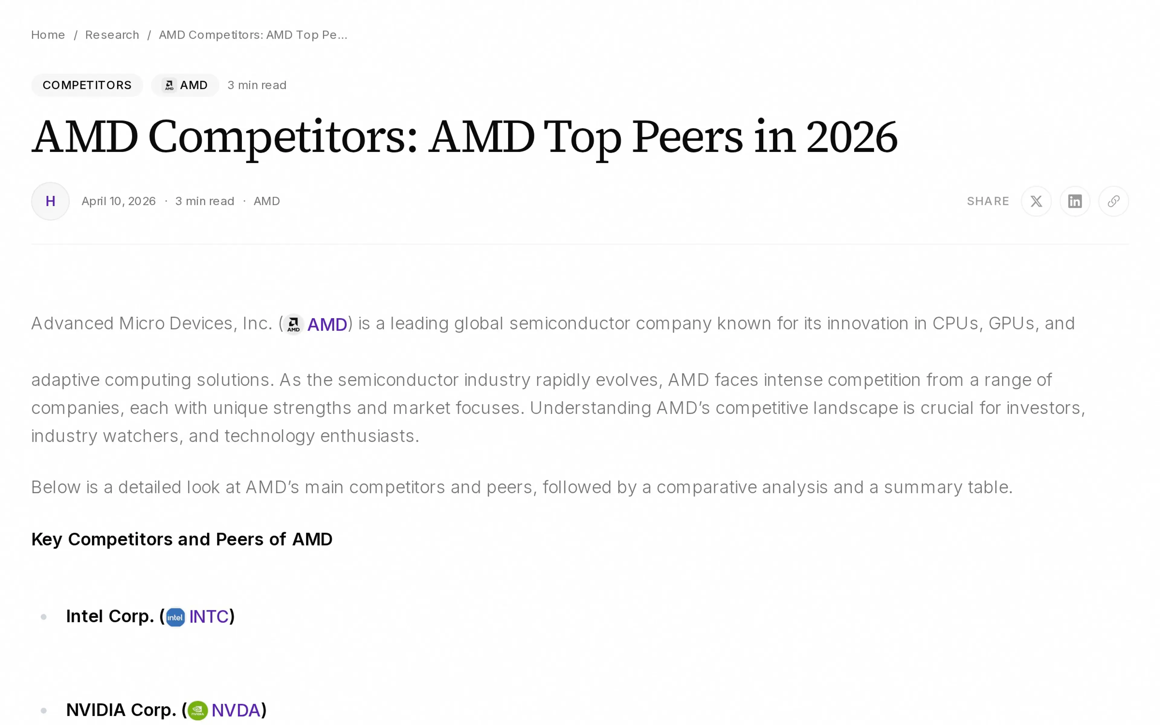 AMD Competitors: AMD Top Peers in 2026