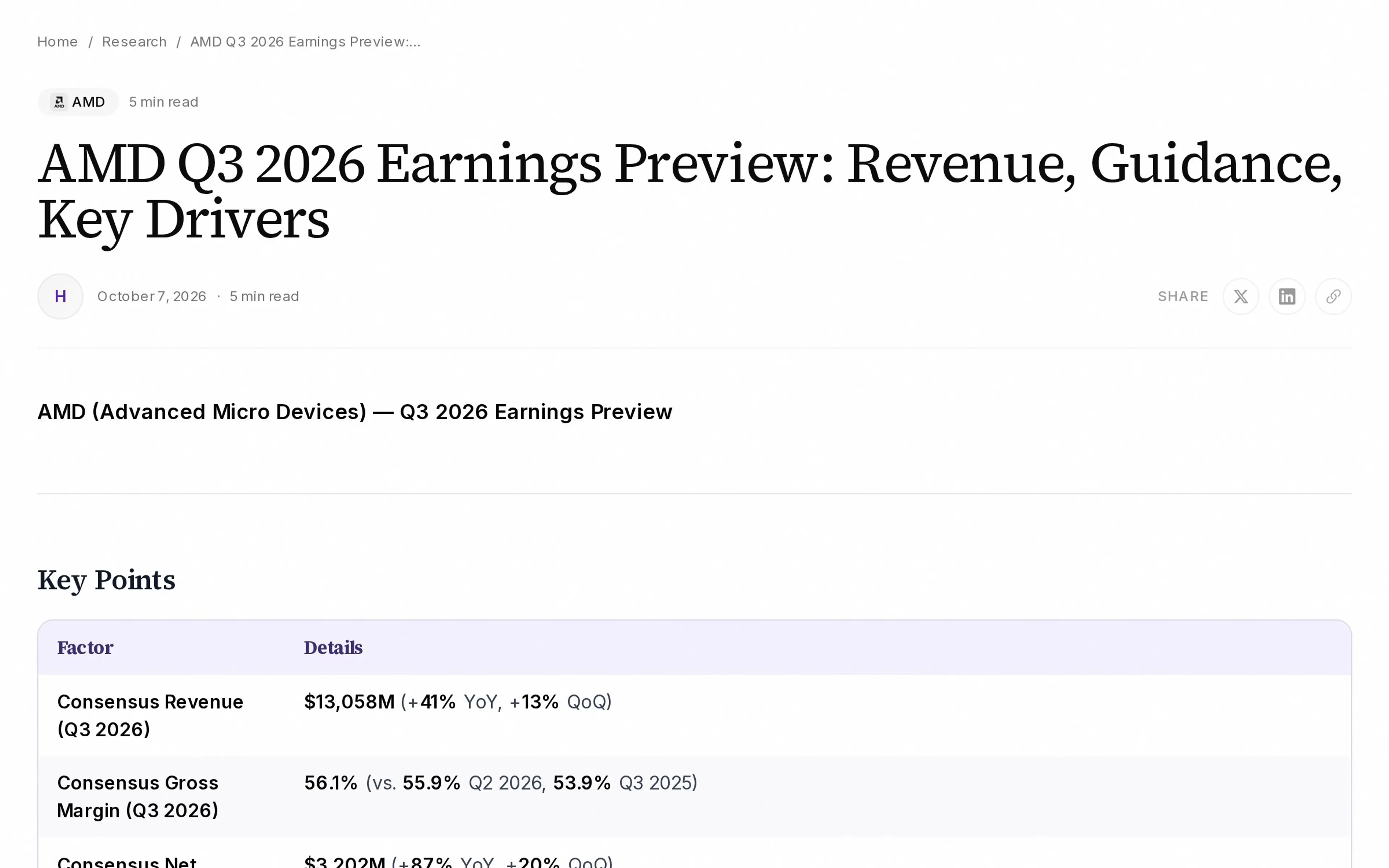 AMD Q3 2026 Earnings Preview: Revenue, Guidance, Key Drivers
