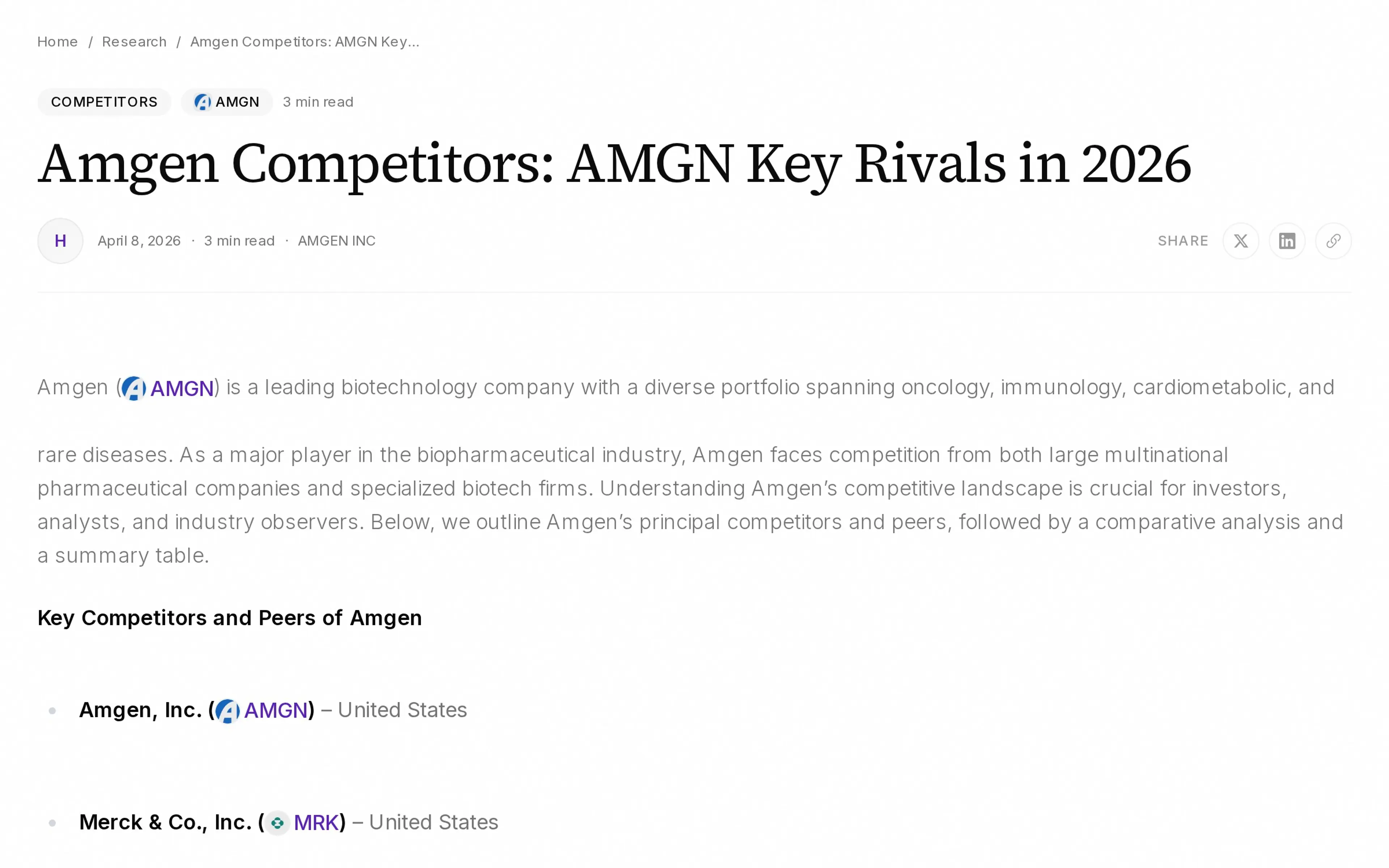 Amgen Competitors: AMGN Key Rivals in 2026