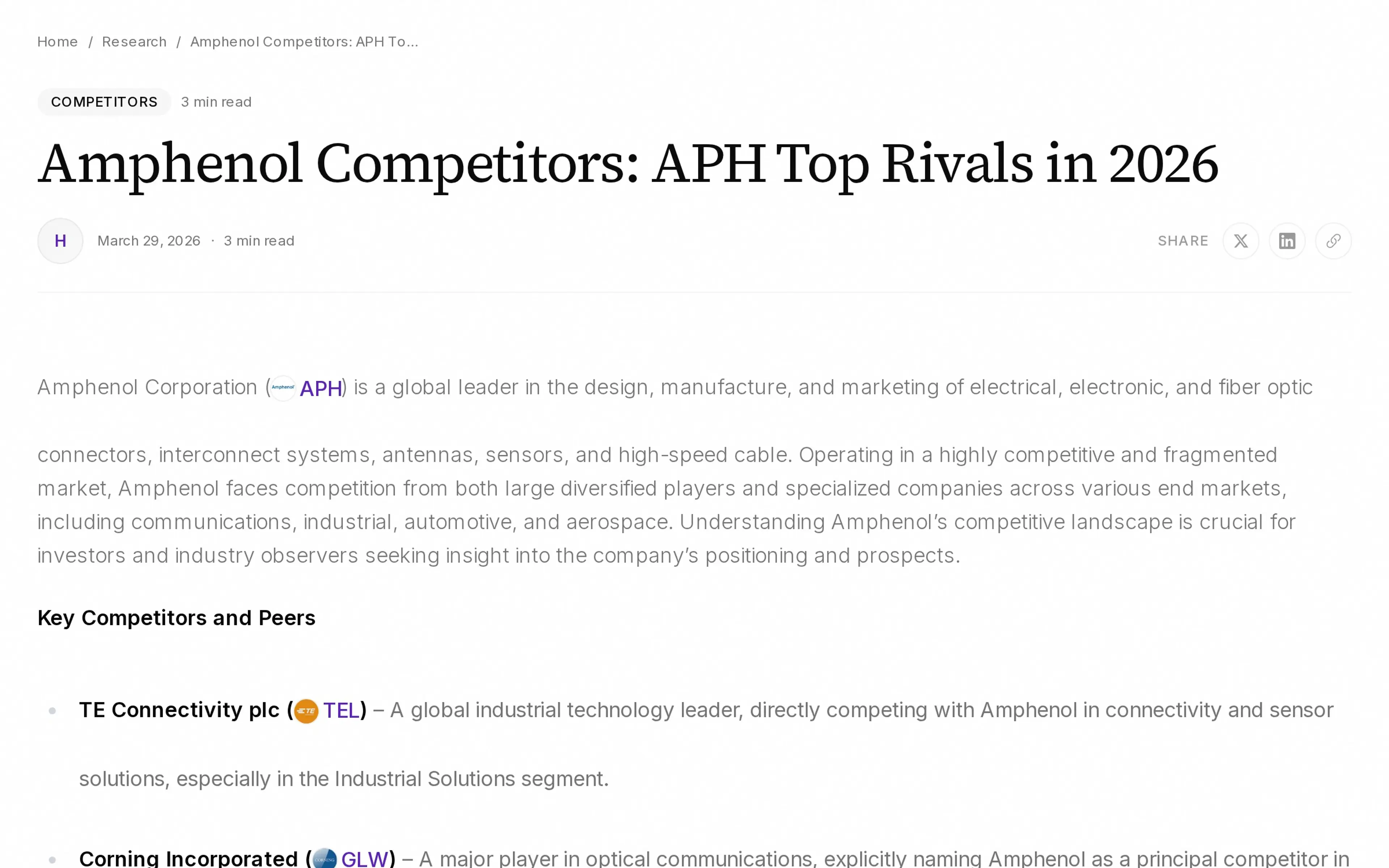 Amphenol Competitors: APH Top Rivals in 2026