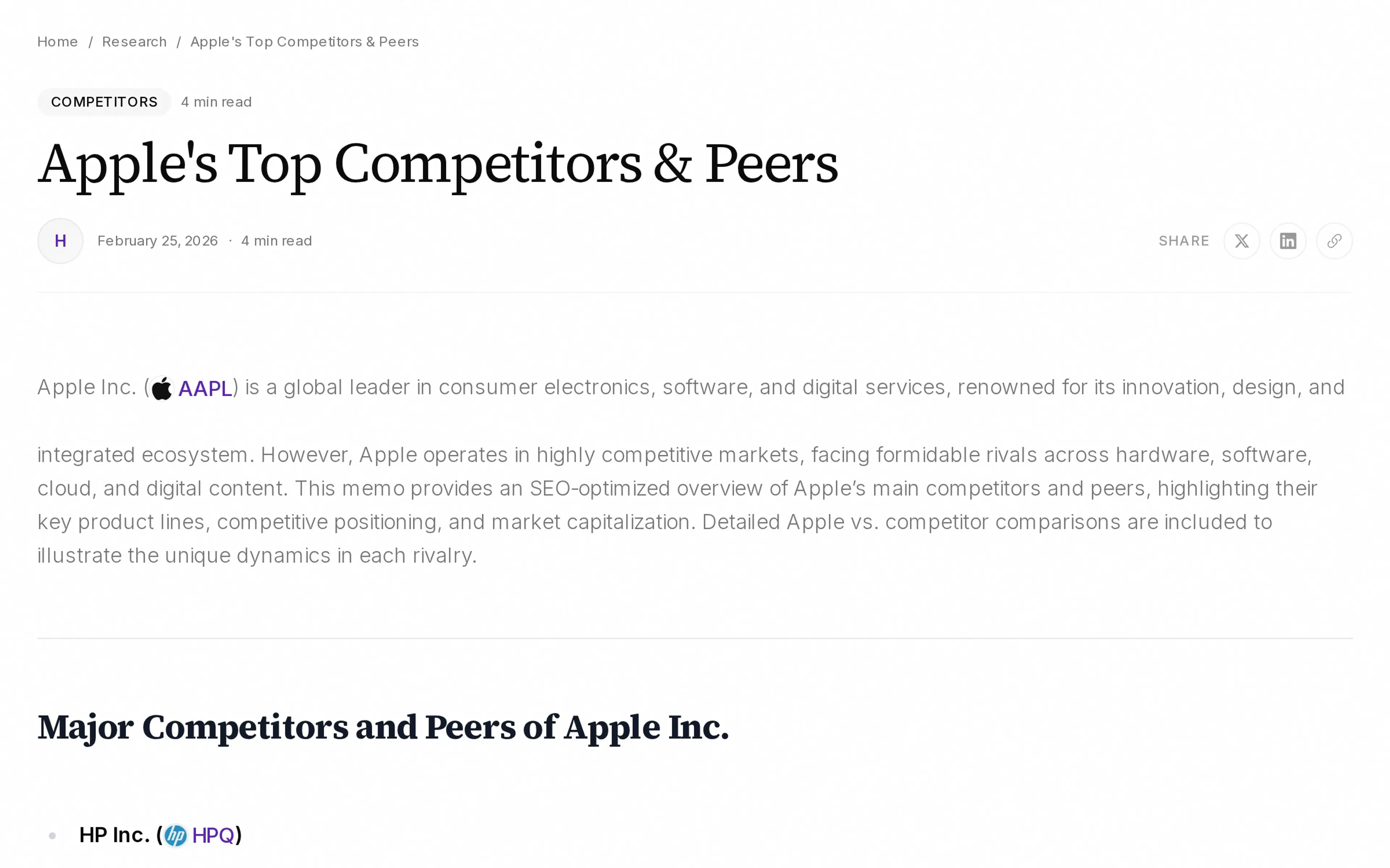 Apple's Top Competitors & Peers