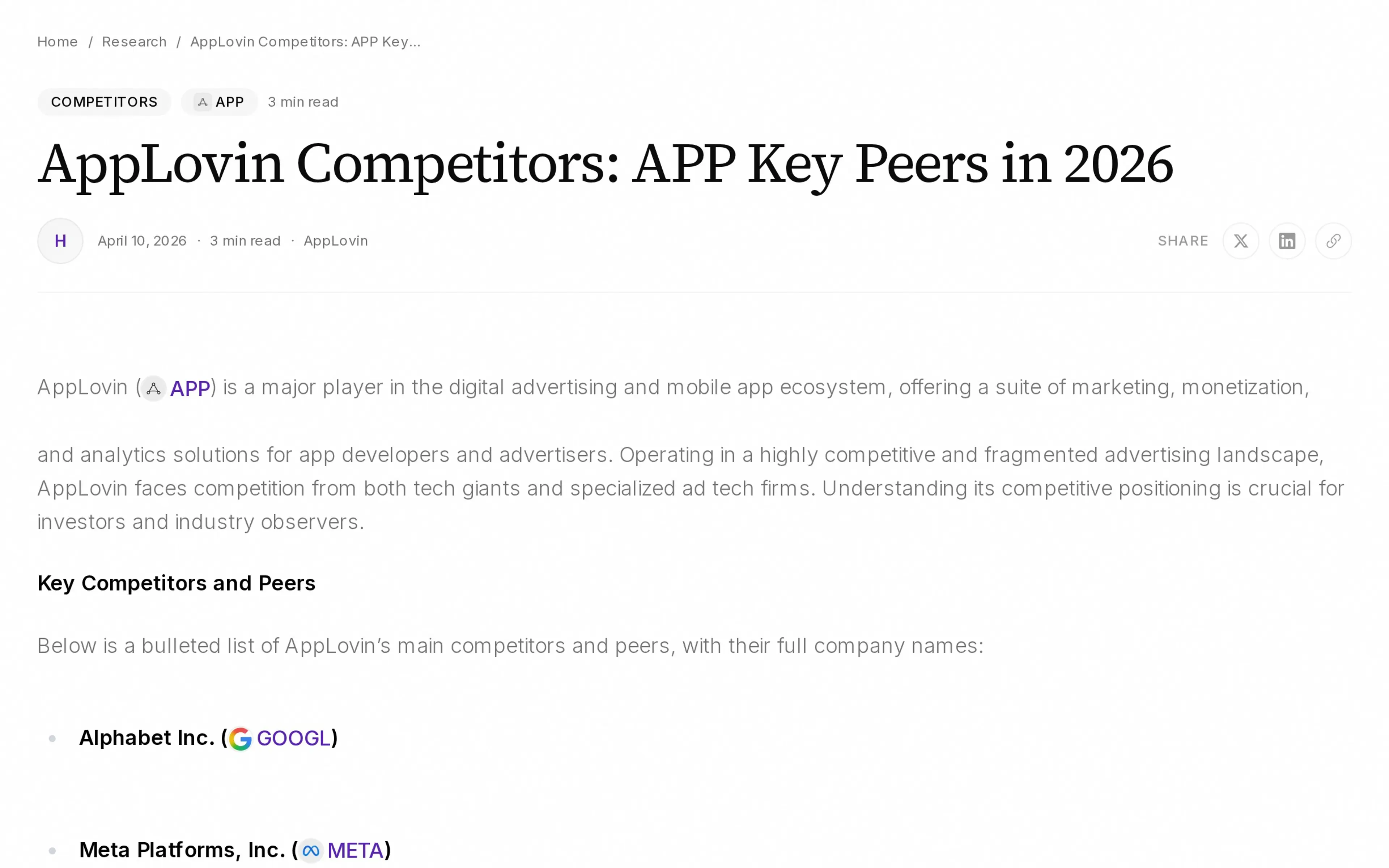 AppLovin Competitors: APP Key Peers in 2026