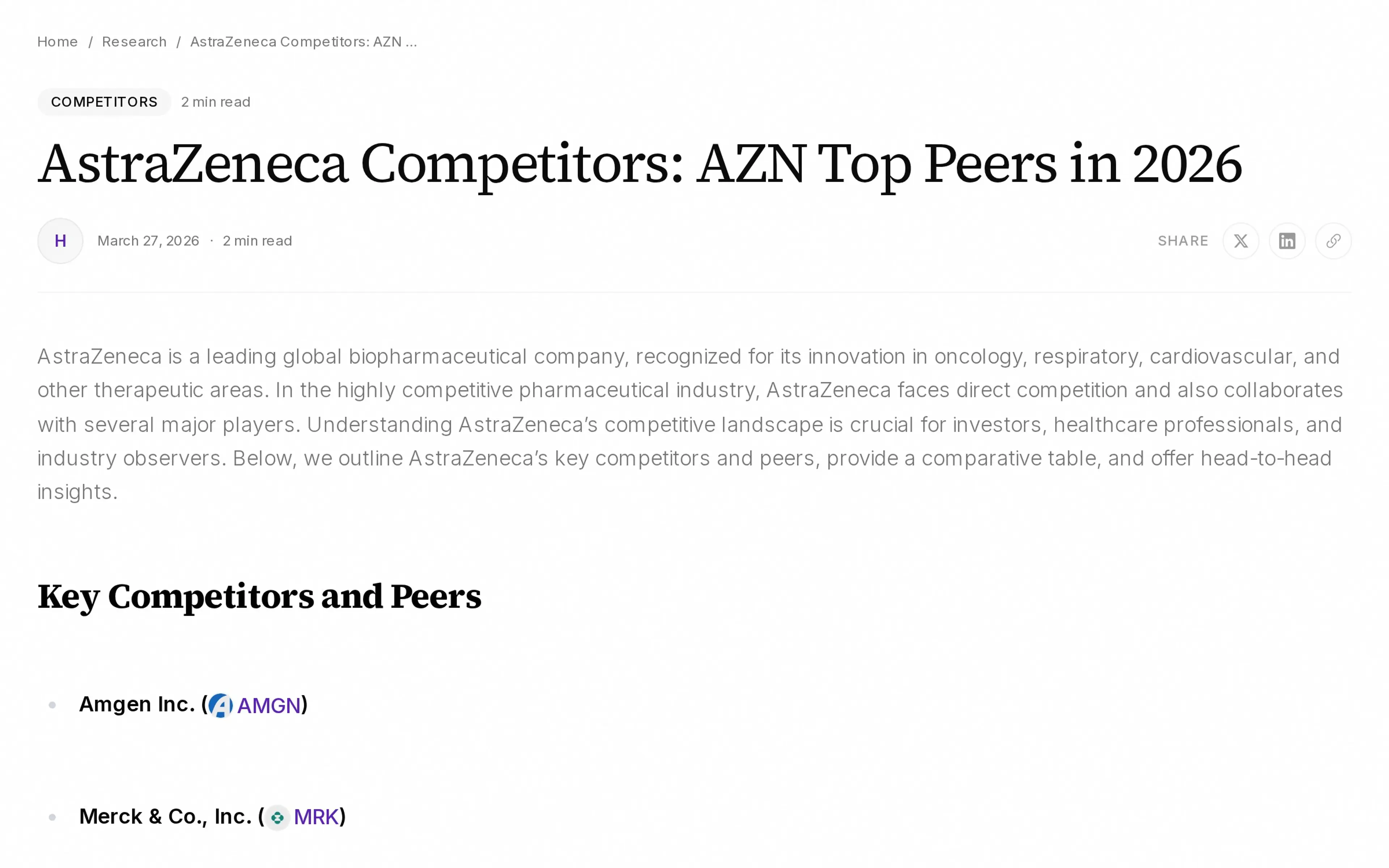 AstraZeneca Competitors: AZN Top Peers in 2026