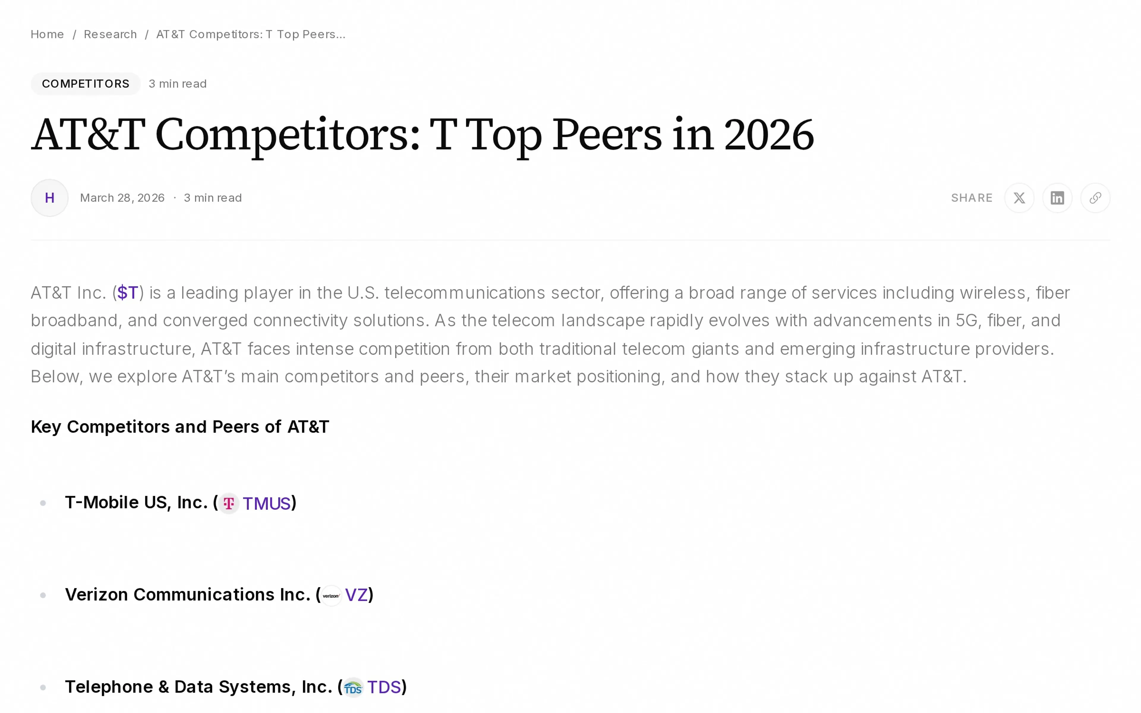 AT&T Competitors: T Top Peers in 2026