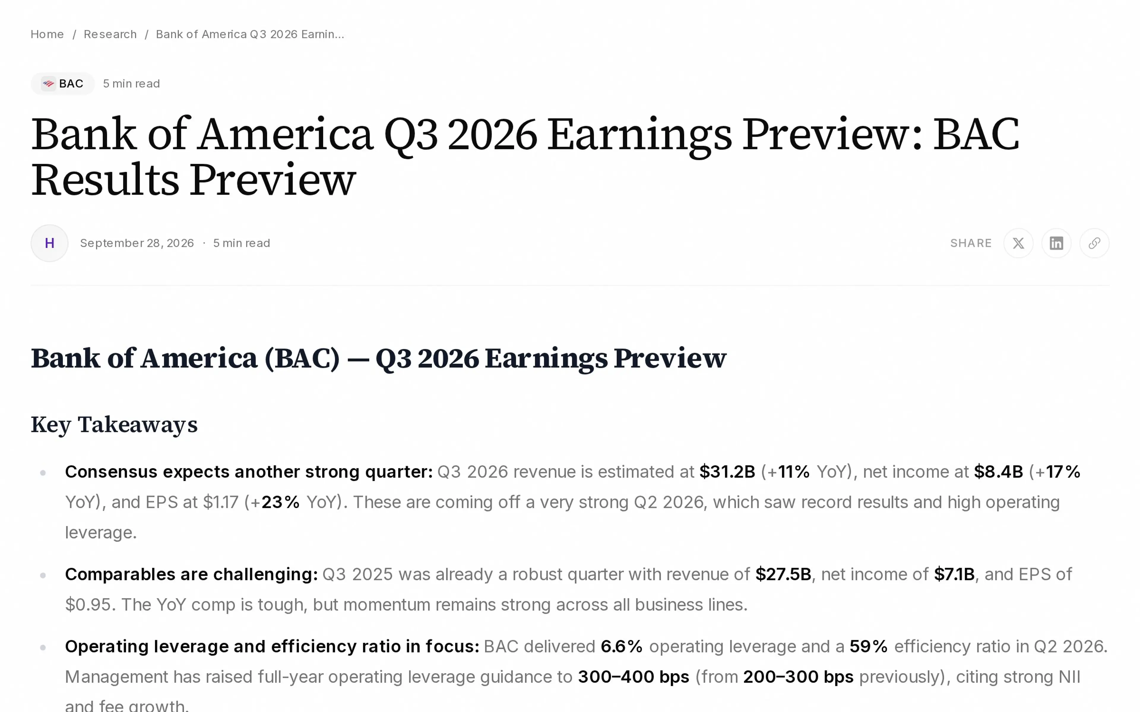Bank of America Q3 2026 Earnings Preview: BAC Results Preview