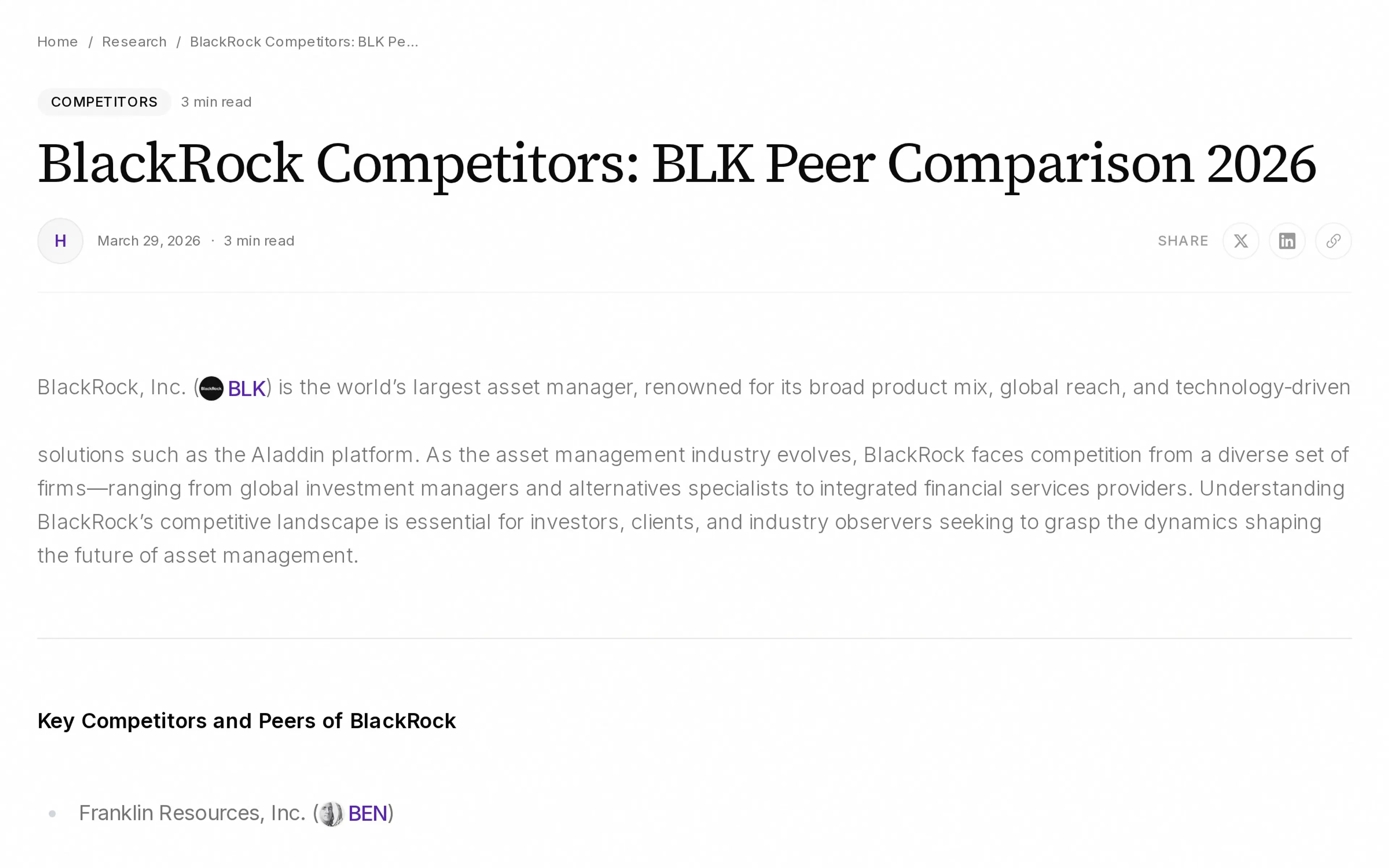 BlackRock Competitors: BLK Peer Comparison 2026