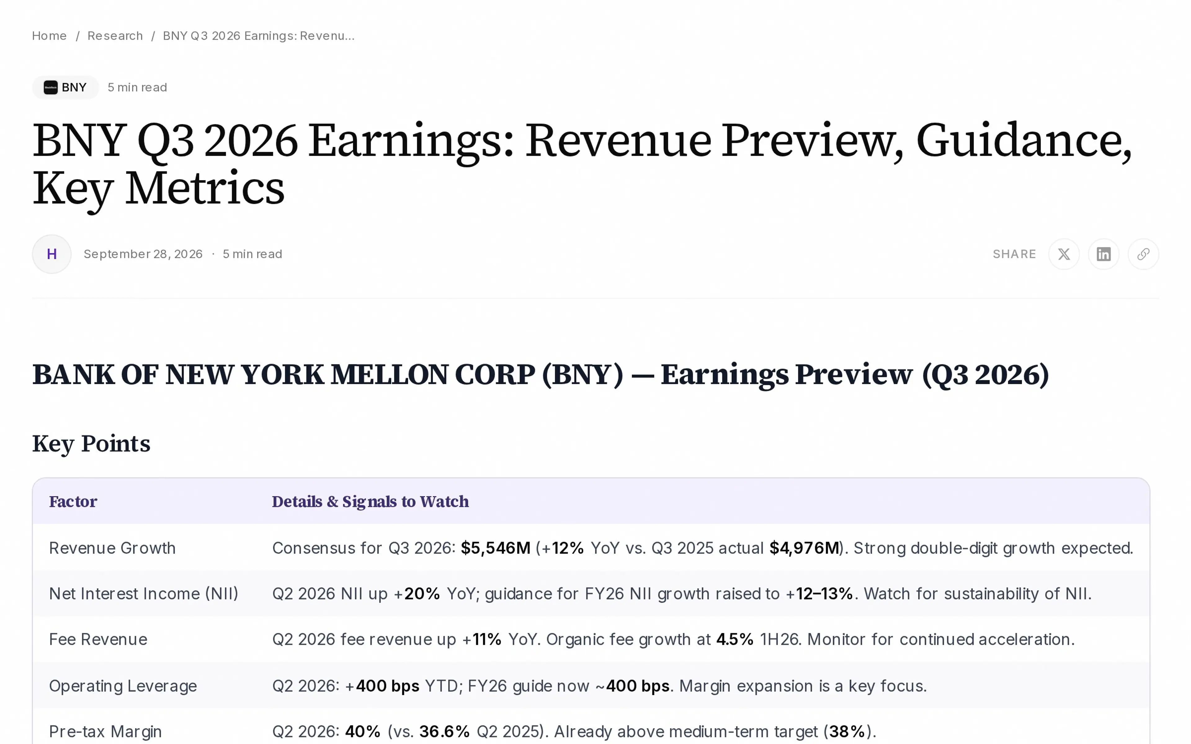 BNY Q3 2026 Earnings: Revenue Preview, Guidance, Key Metrics