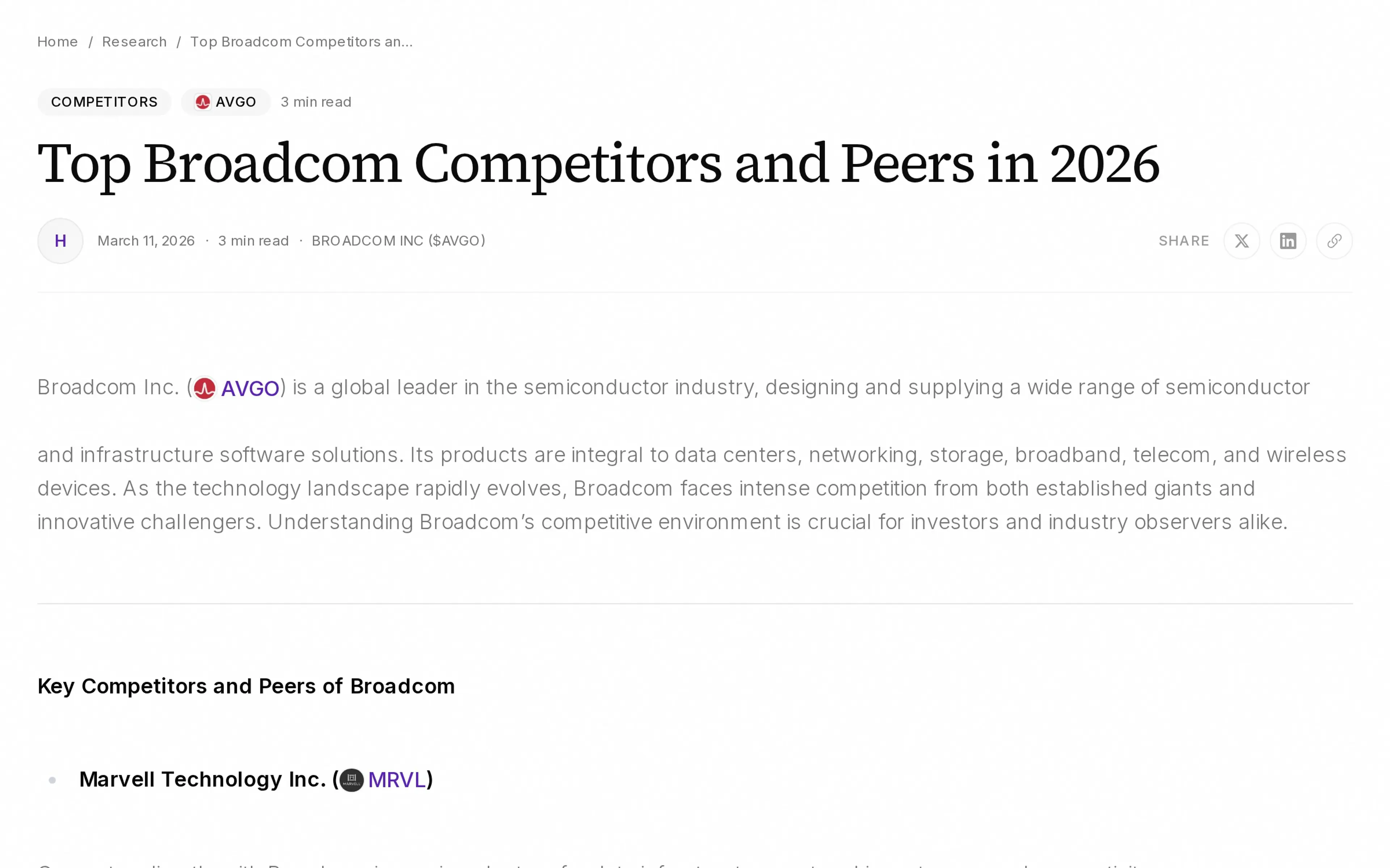 Top Broadcom Competitors and Peers in 2026