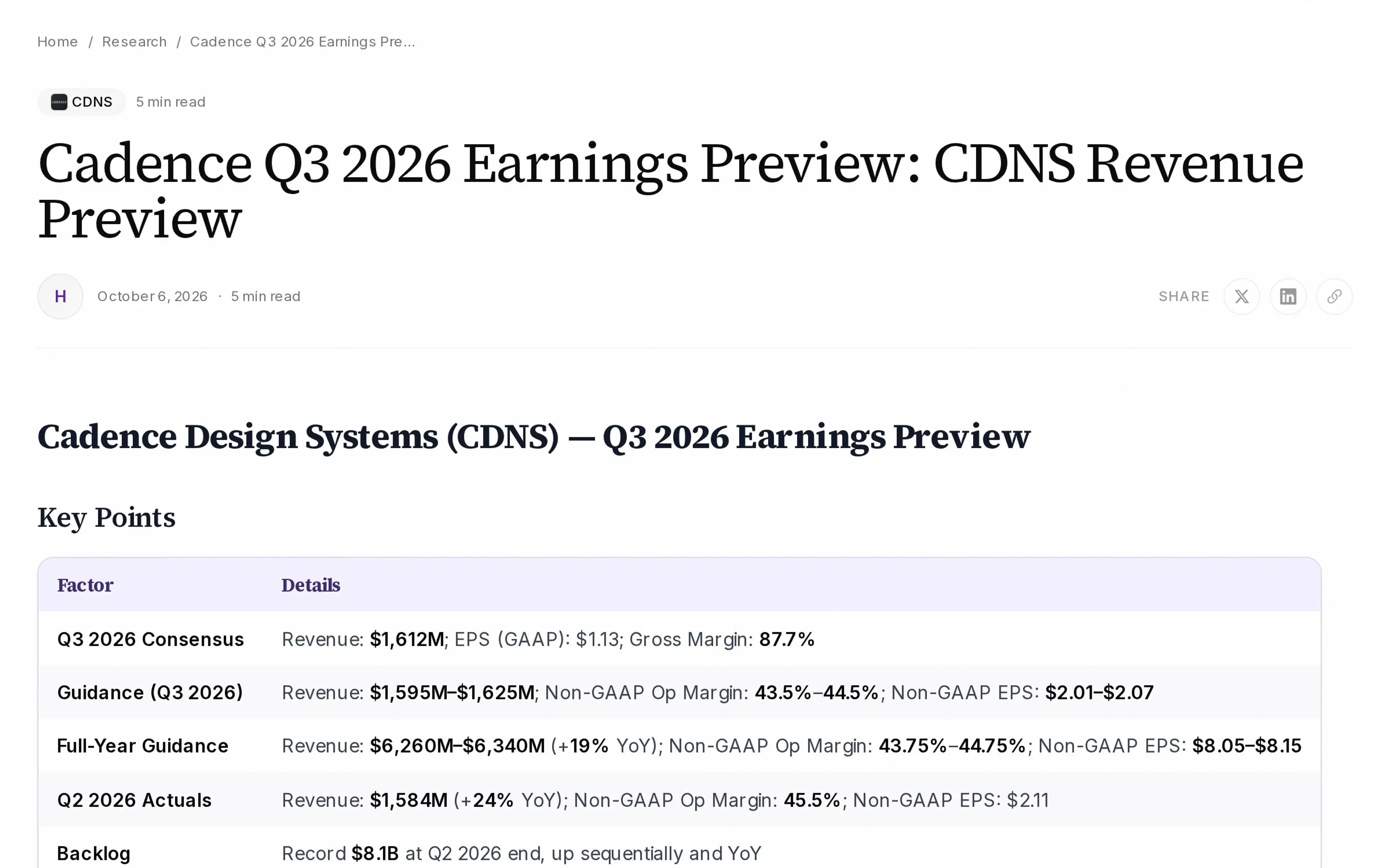 Cadence Q3 2026 Earnings Preview: CDNS Revenue Preview