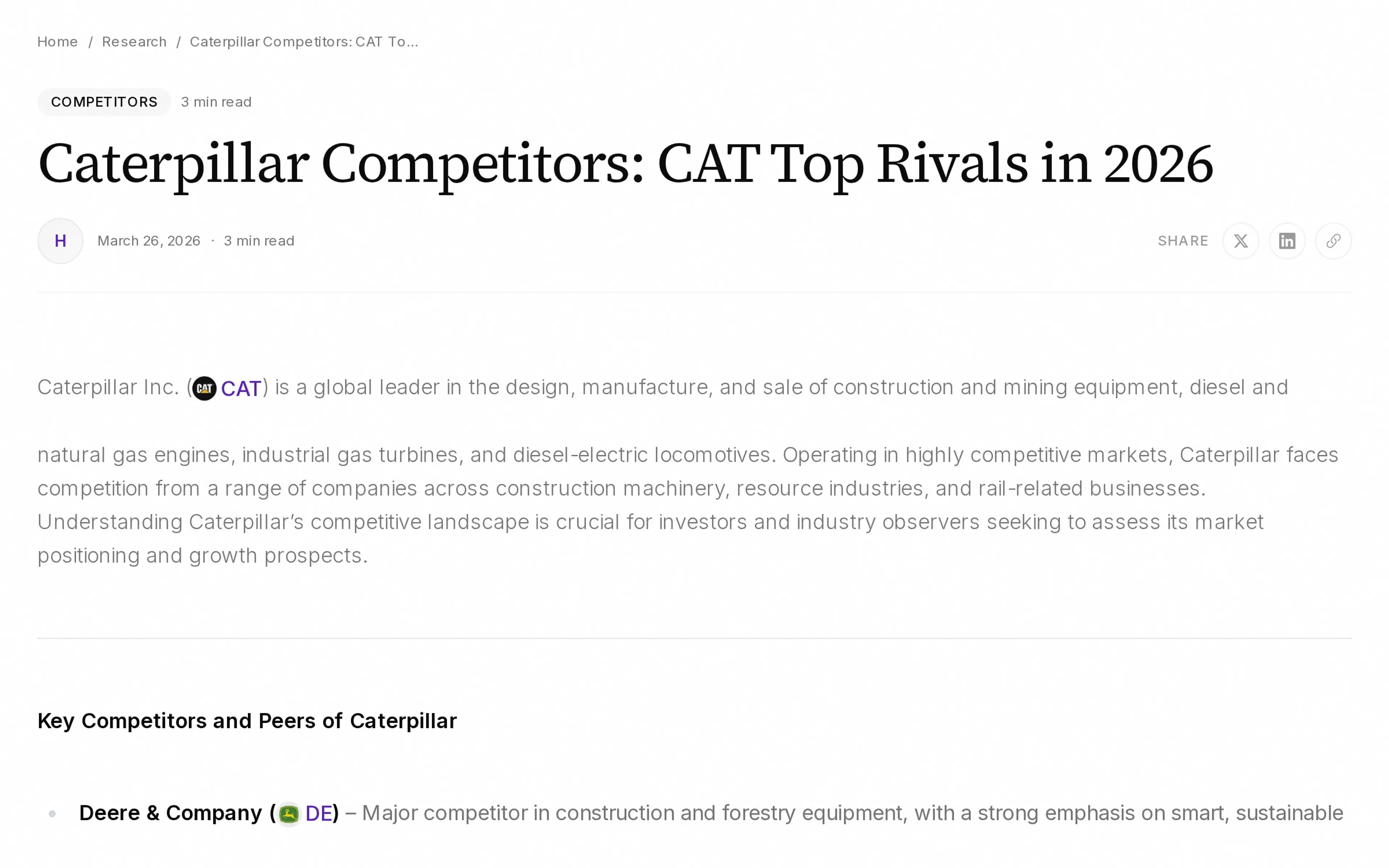 Caterpillar Competitors: CAT Top Rivals in 2026