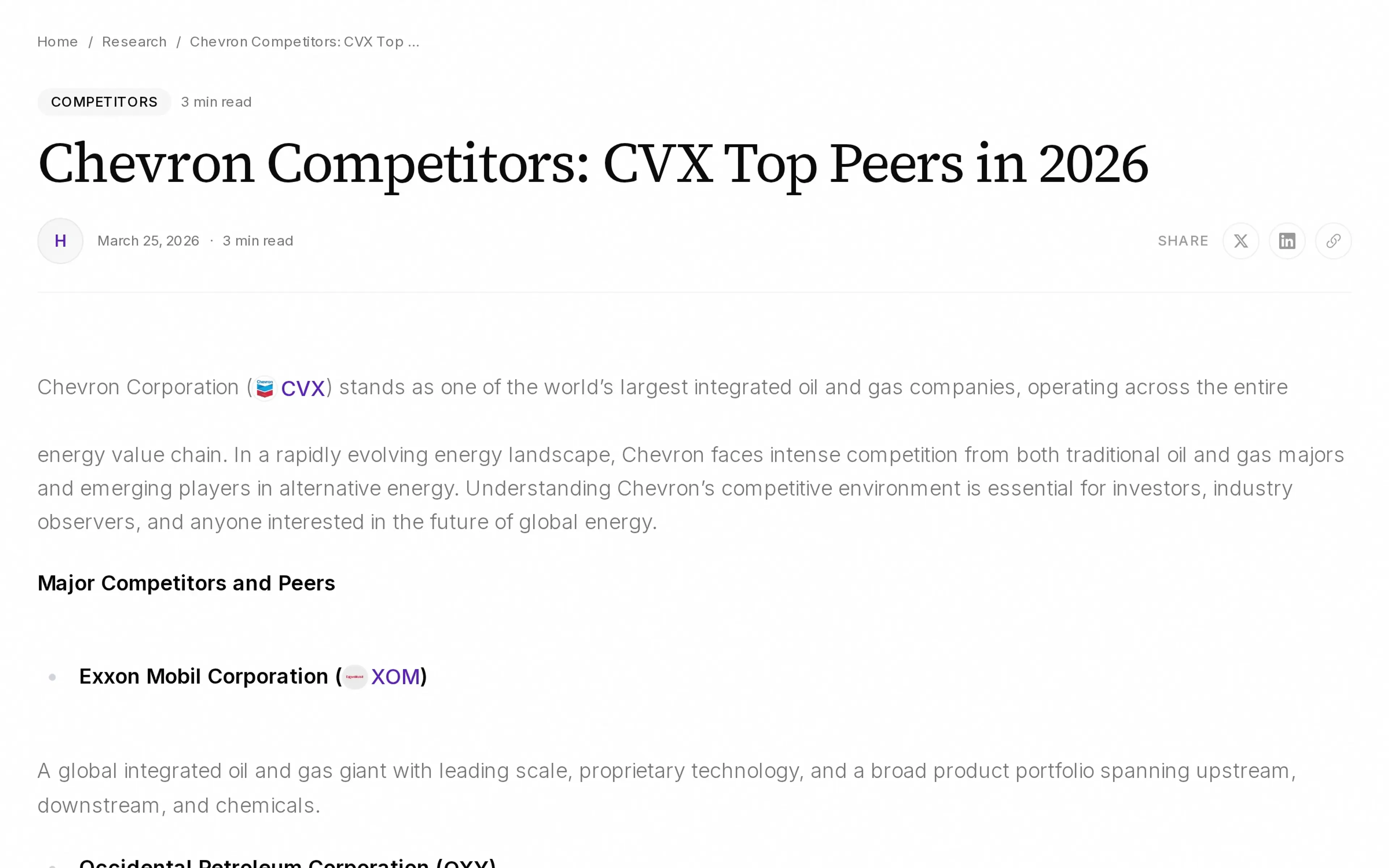 Chevron Competitors: CVX Top Peers in 2026