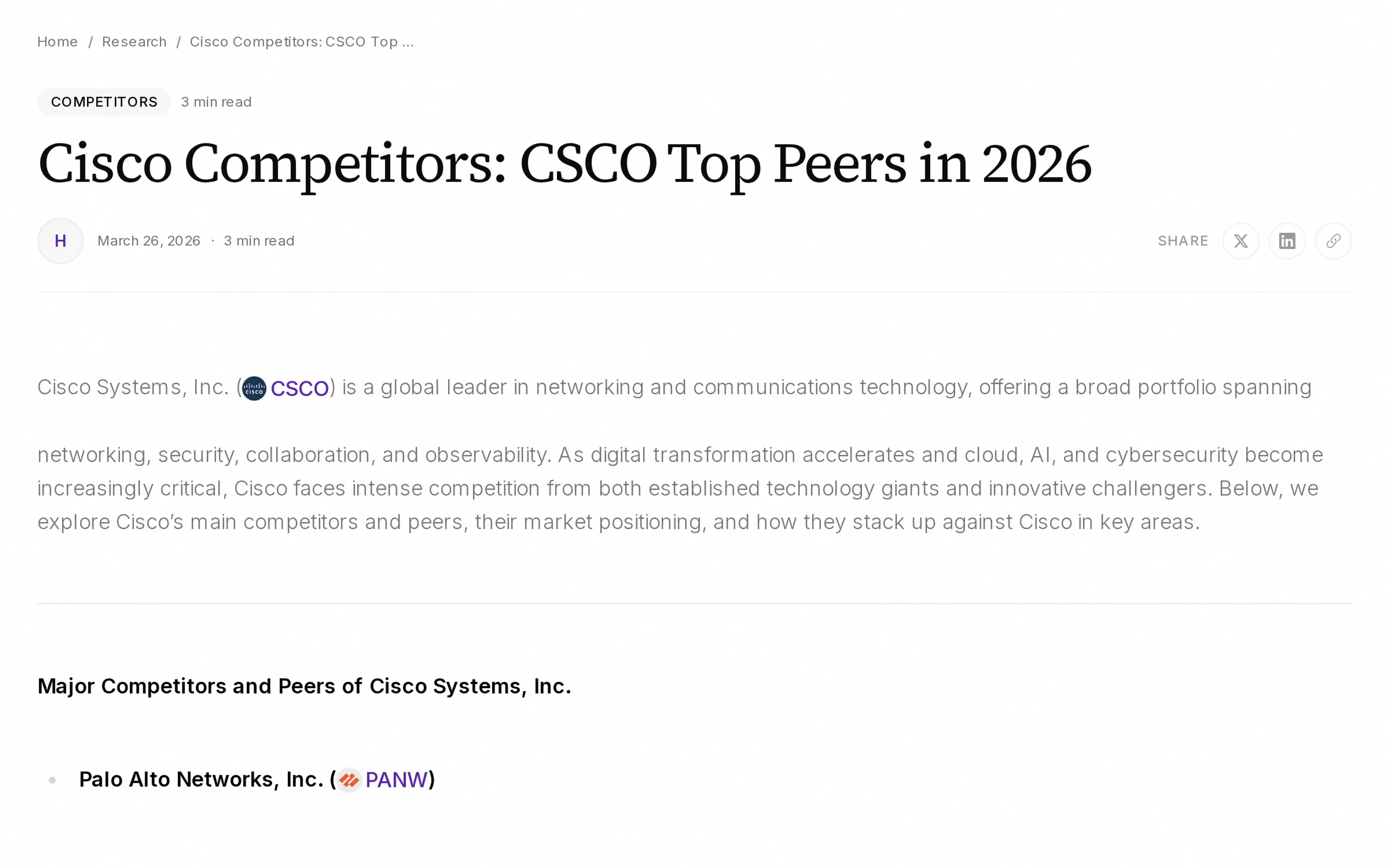 Cisco Competitors: CSCO Top Peers in 2026