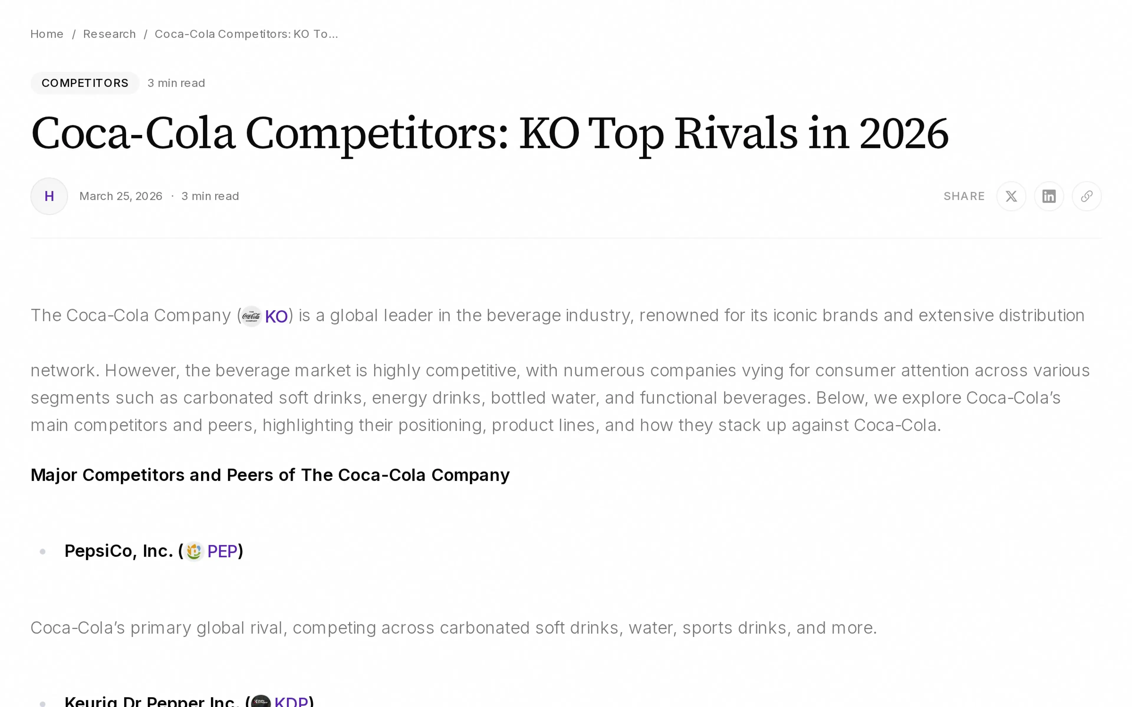 Coca-Cola Competitors: KO Top Rivals in 2026