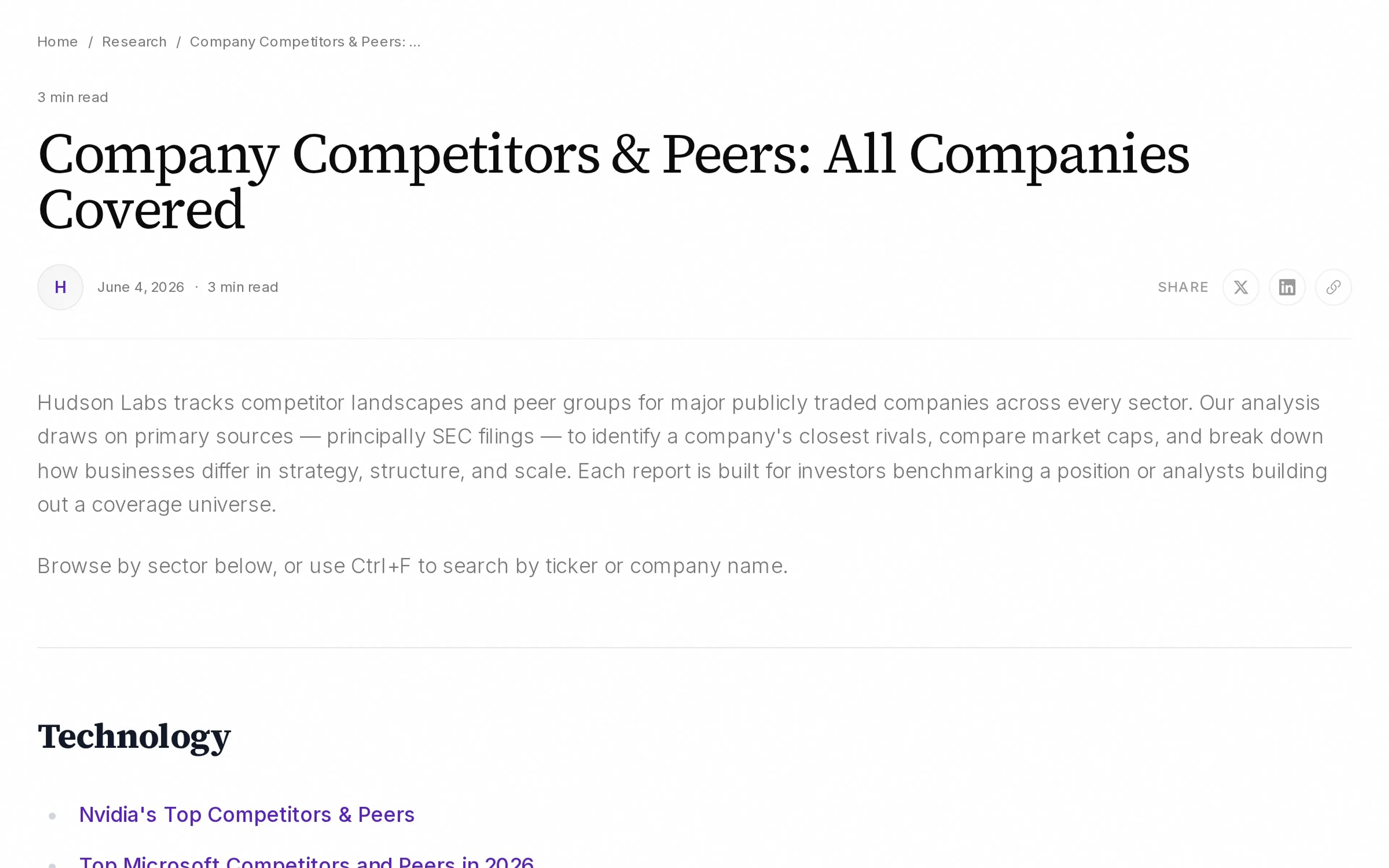 Company Competitors & Peers: All Companies Covered