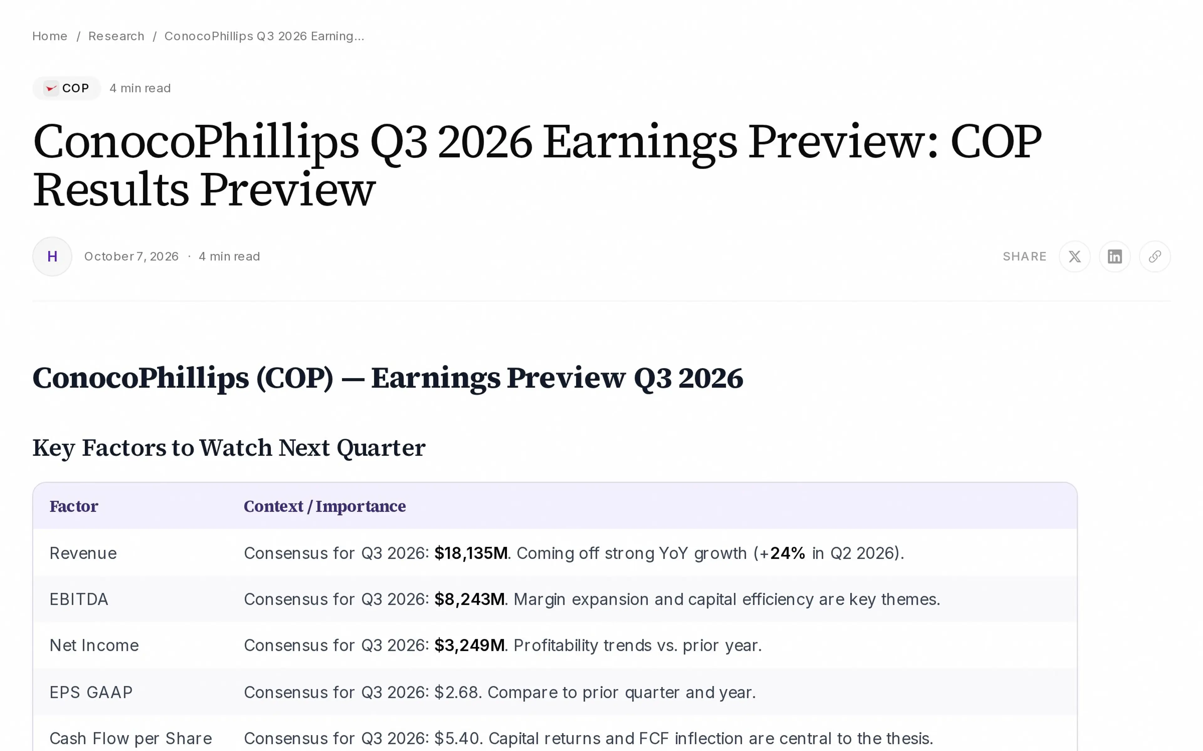 ConocoPhillips Q3 2026 Earnings Preview: COP Results Preview
