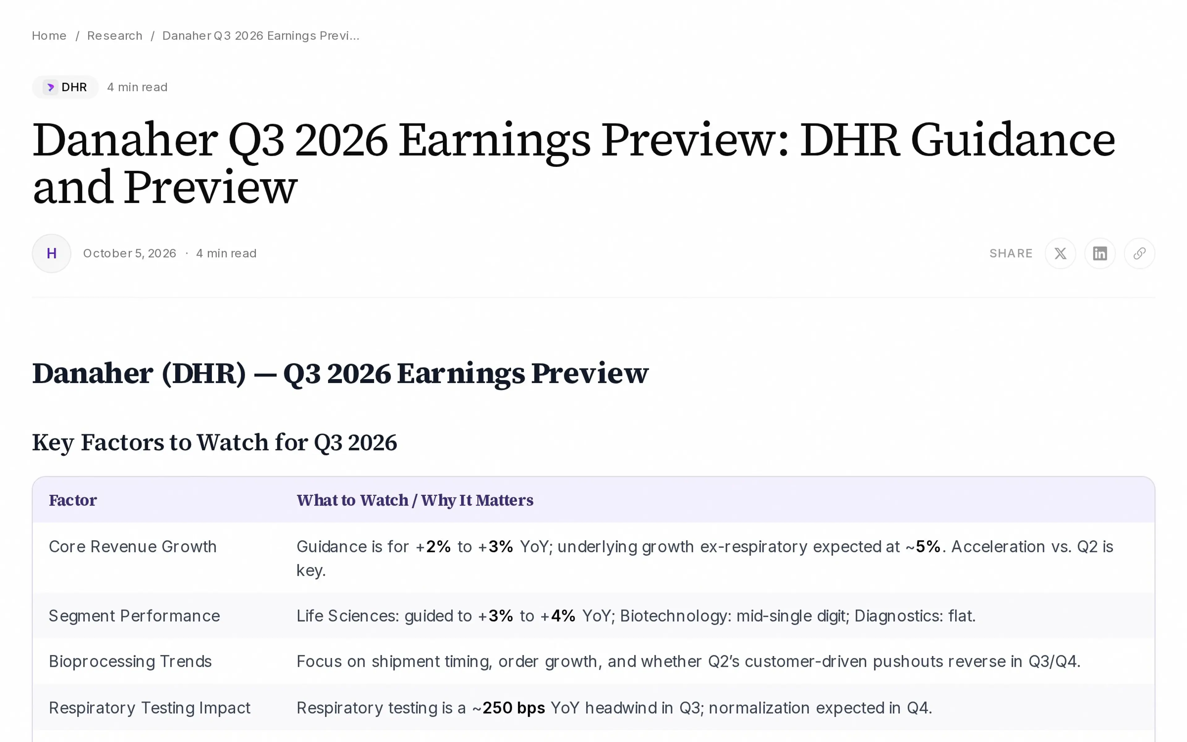 Danaher Q3 2026 Earnings Preview: DHR Guidance and Preview