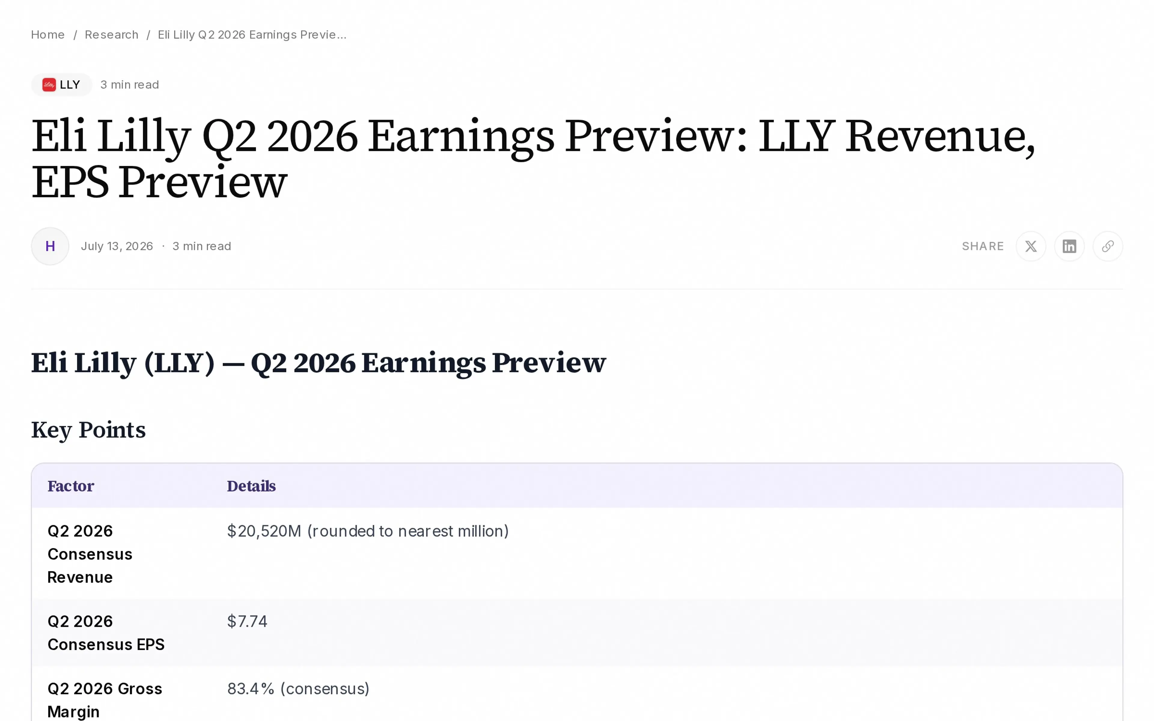 Eli Lilly Q2 2026 Earnings Preview: LLY Revenue, EPS Preview