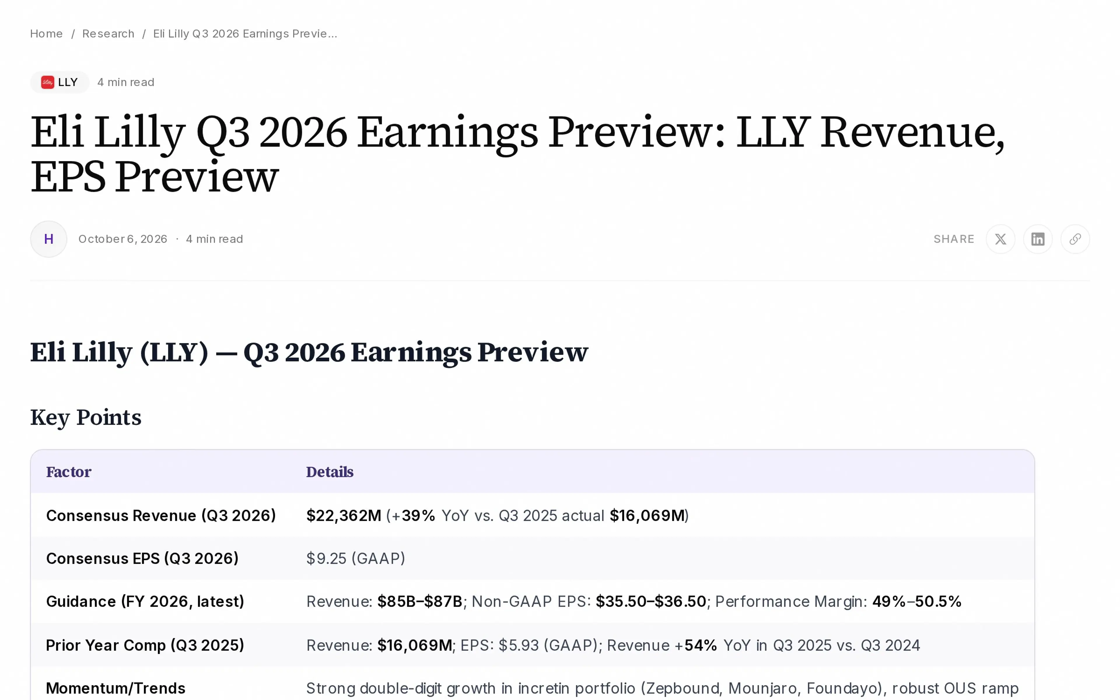 Eli Lilly Q3 2026 Earnings Preview: LLY Revenue, EPS Preview