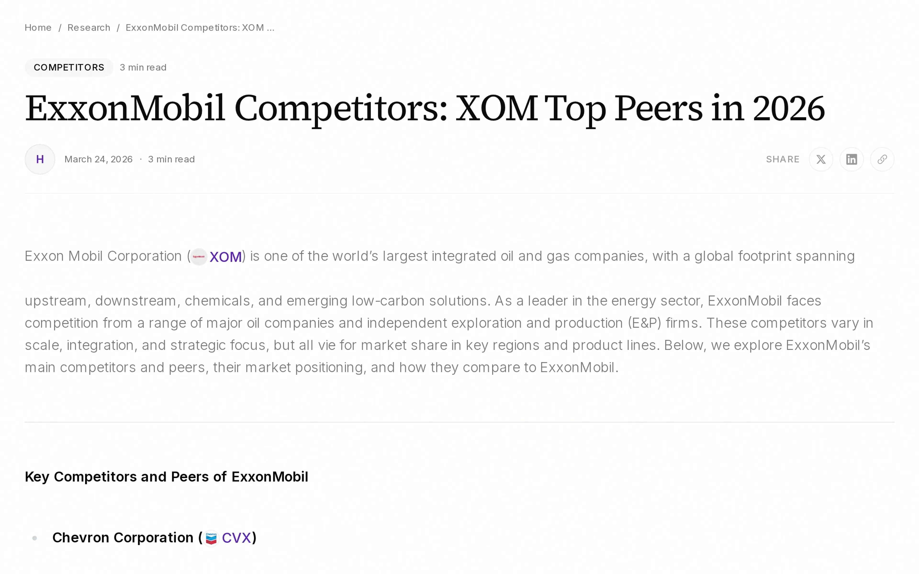 ExxonMobil Competitors: XOM Top Peers in 2026