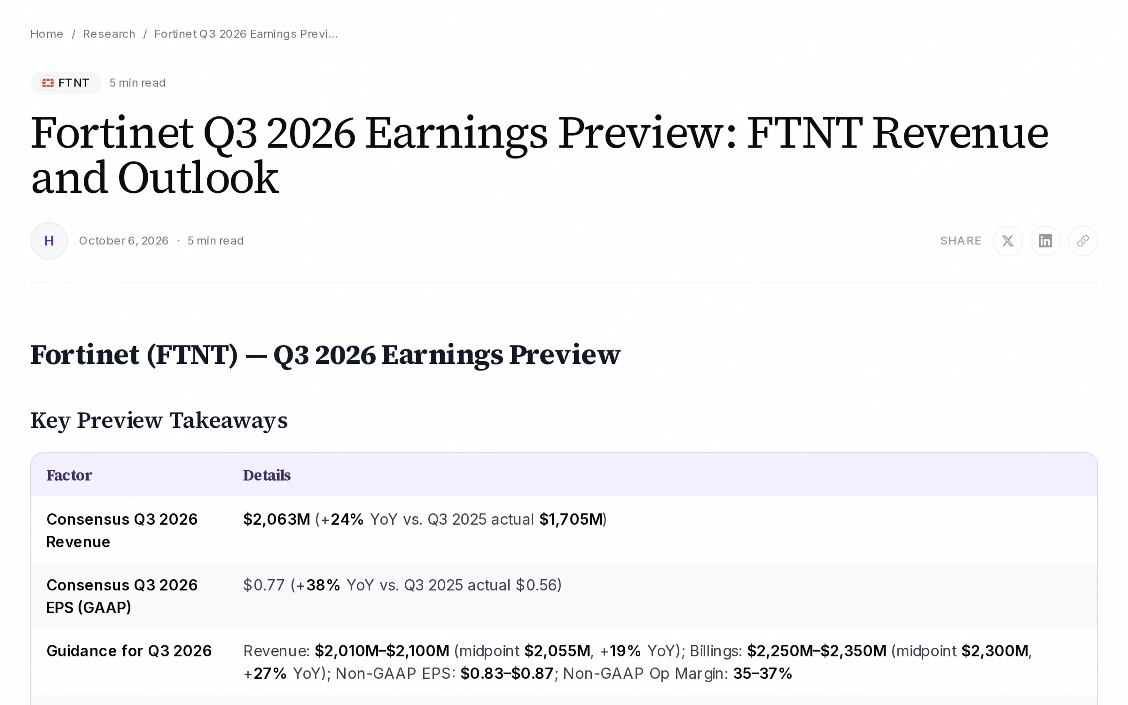 Fortinet Q3 2026 Earnings Preview: FTNT Revenue and Outlook