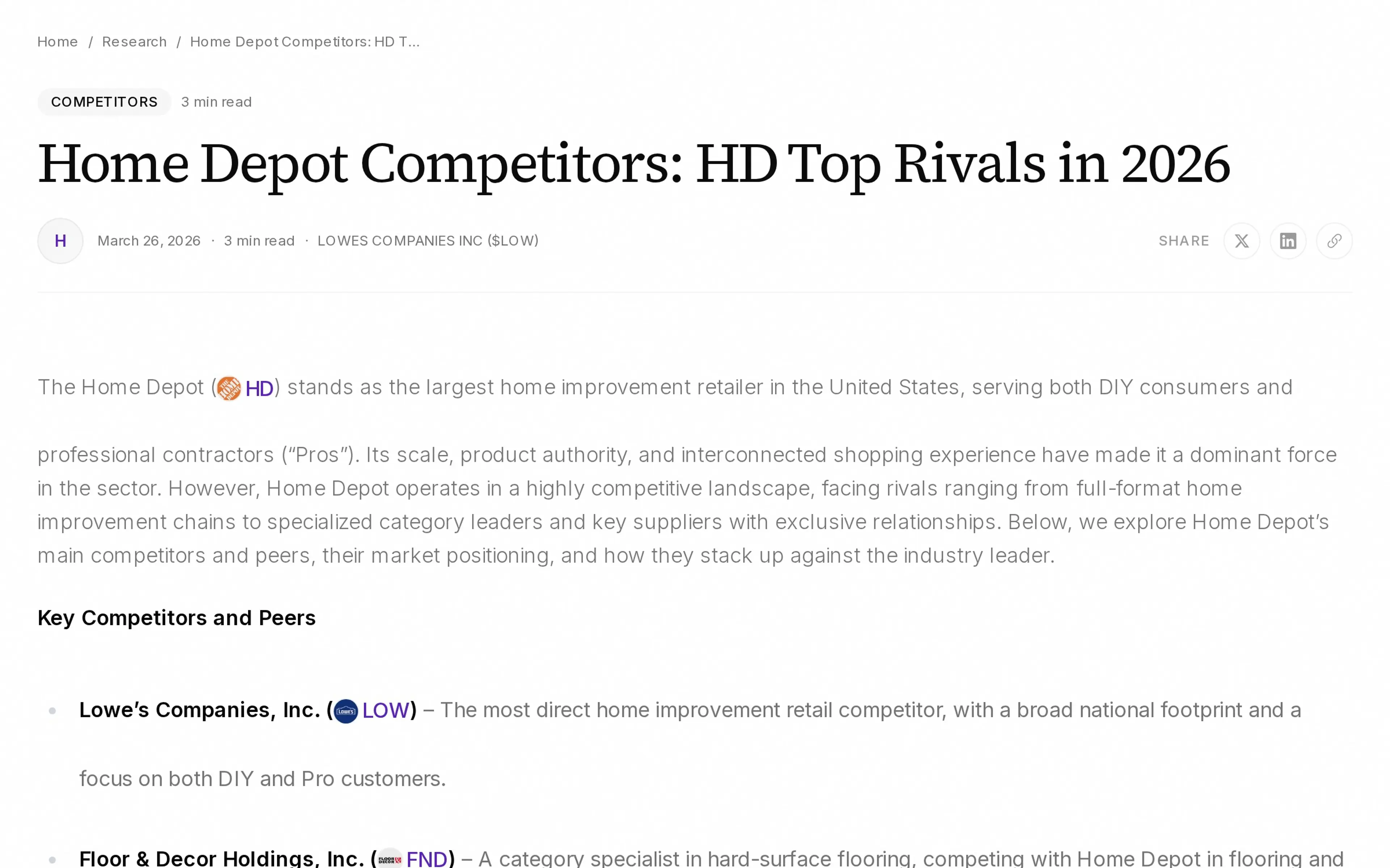 Home Depot Competitors: HD Top Rivals in 2026