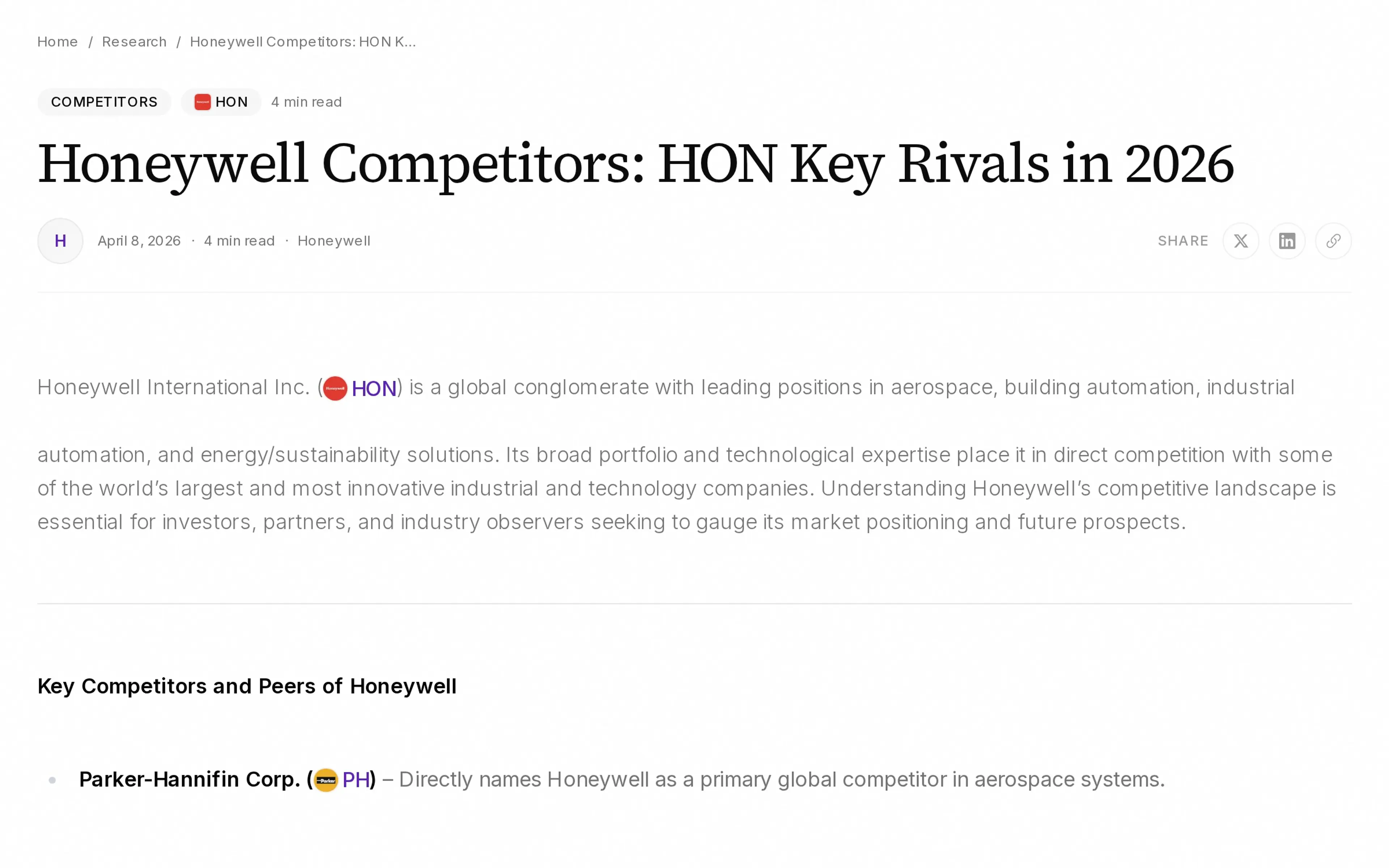Honeywell Competitors: HON Key Rivals in 2026