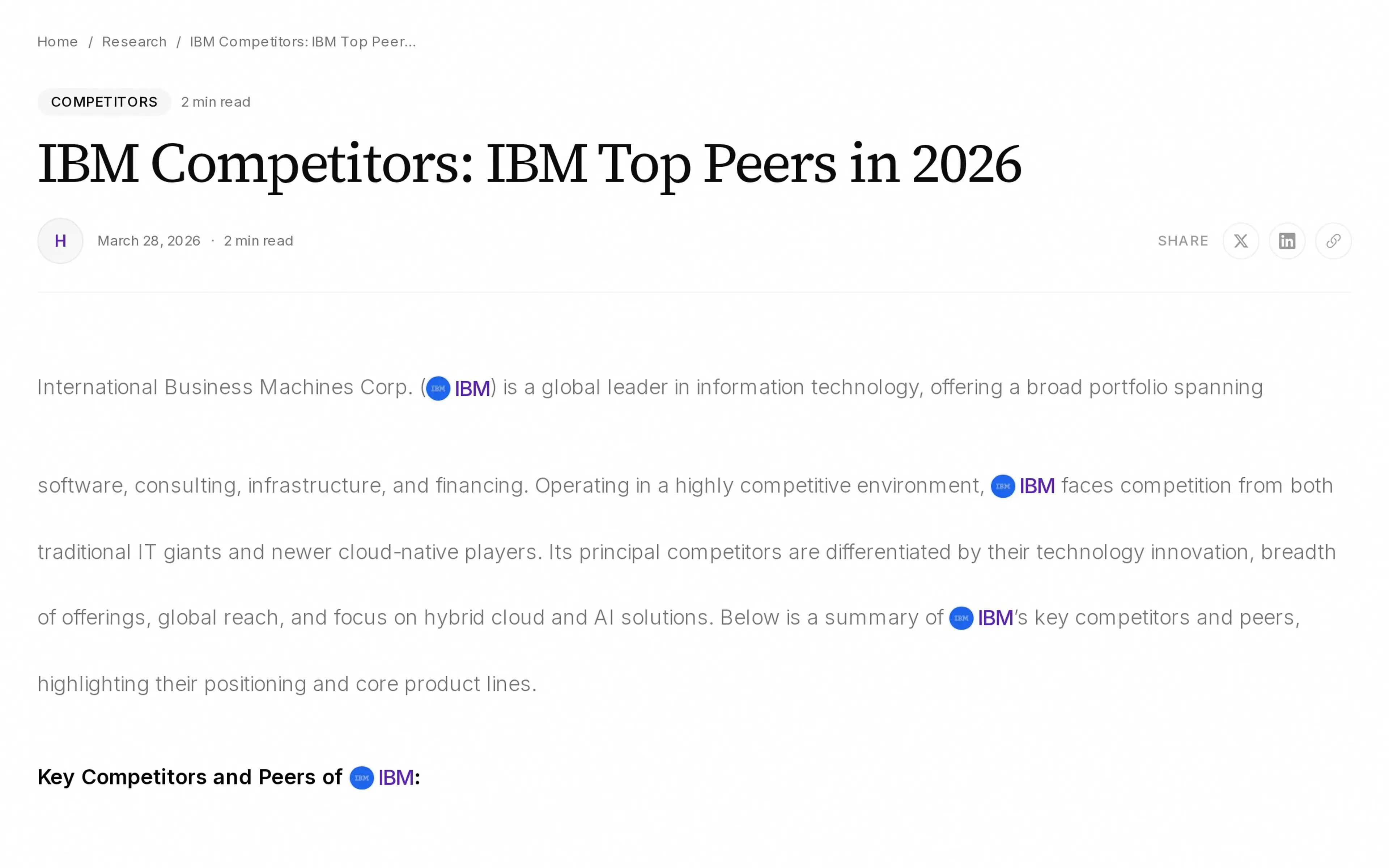 IBM Competitors: IBM Top Peers in 2026
