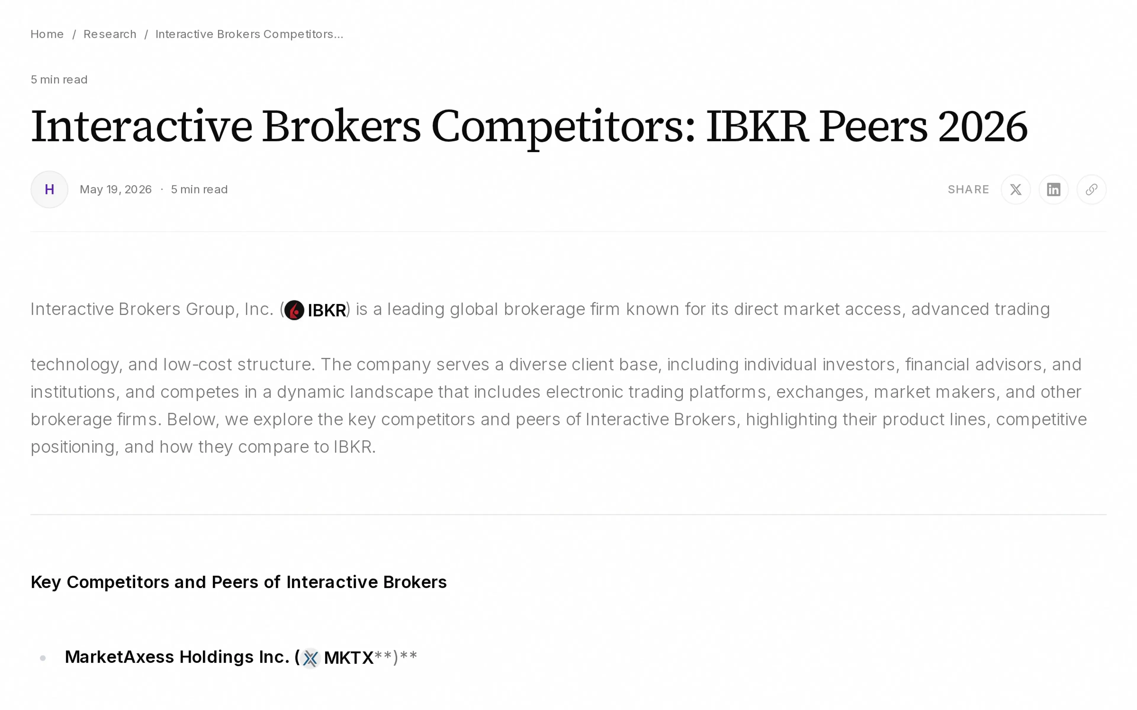 Interactive Brokers Competitors: IBKR Peers 2026