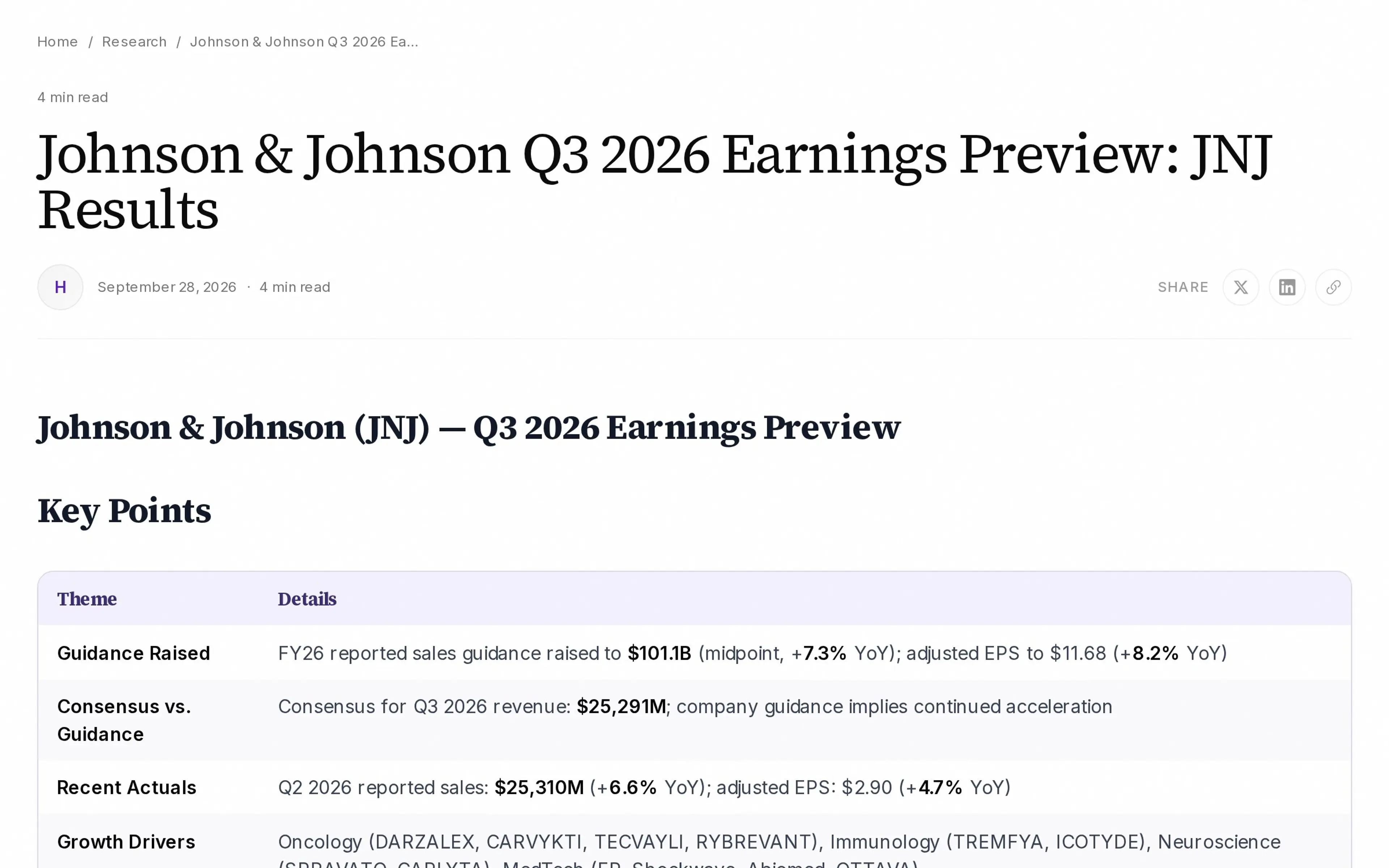 Johnson & Johnson Q3 2026 Earnings Preview: JNJ Results