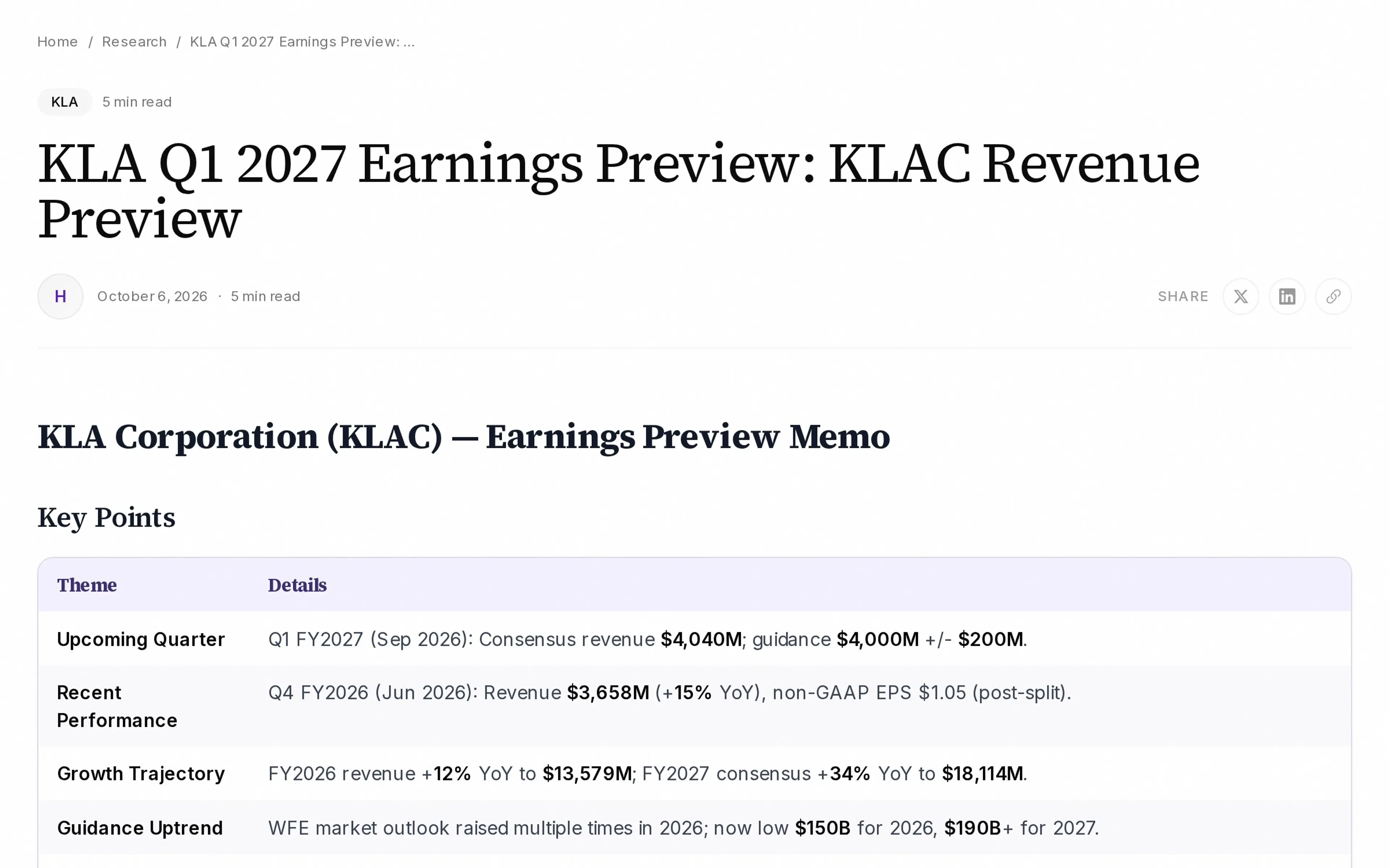 KLA Q1 2027 Earnings Preview: KLAC Revenue Preview