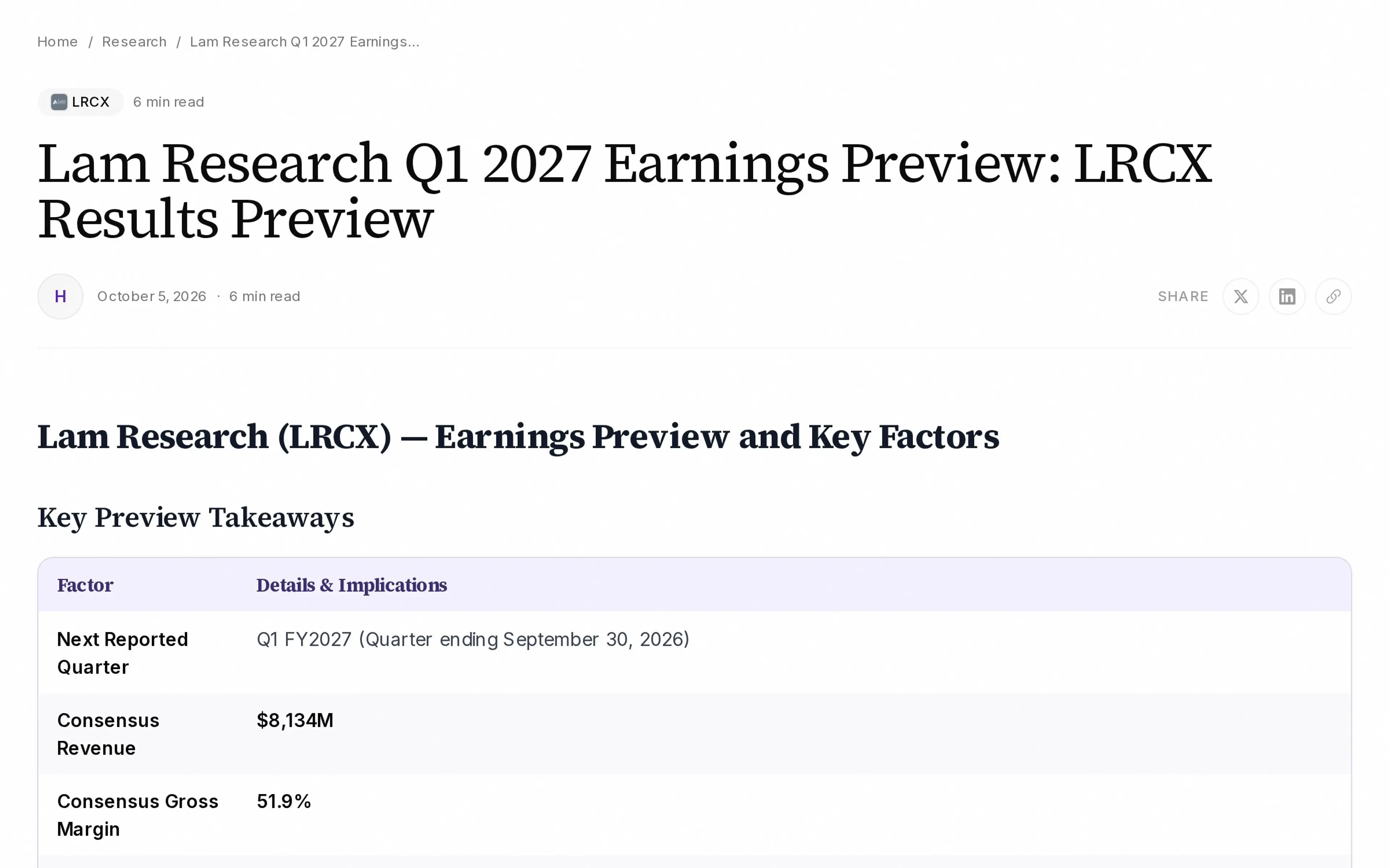 Lam Research Q1 2027 Earnings Preview: LRCX Results Preview