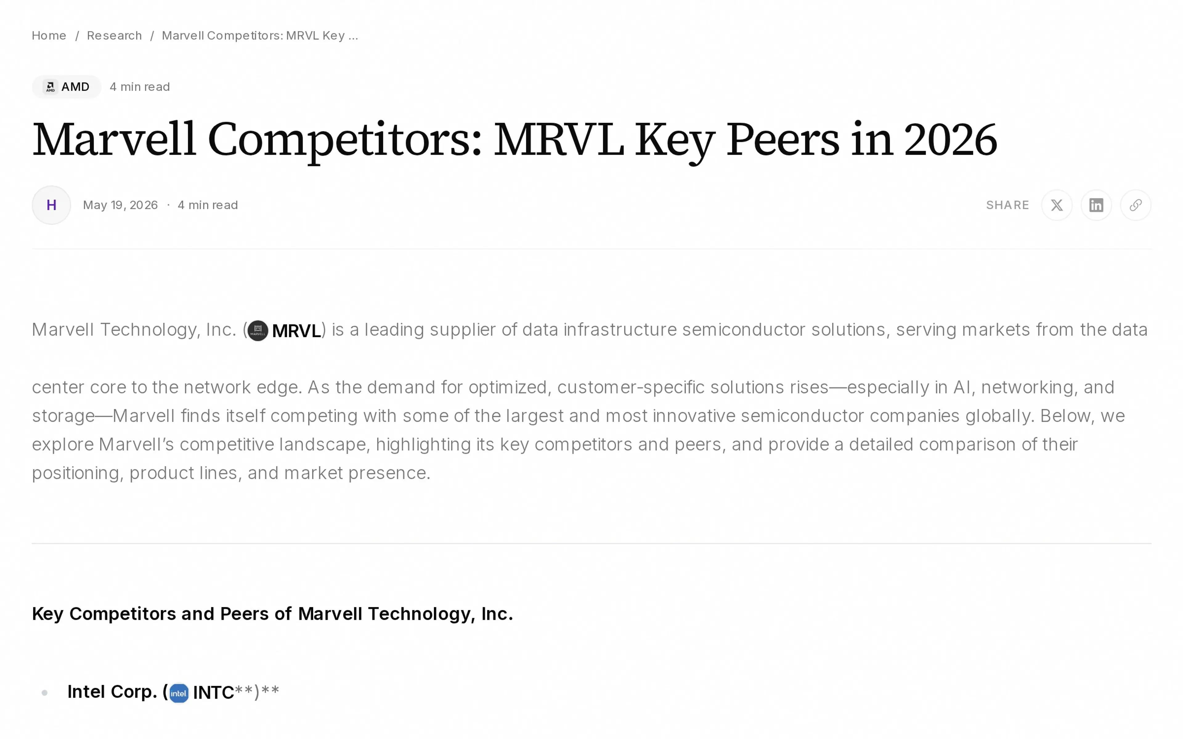 Marvell Competitors: MRVL Key Peers in 2026