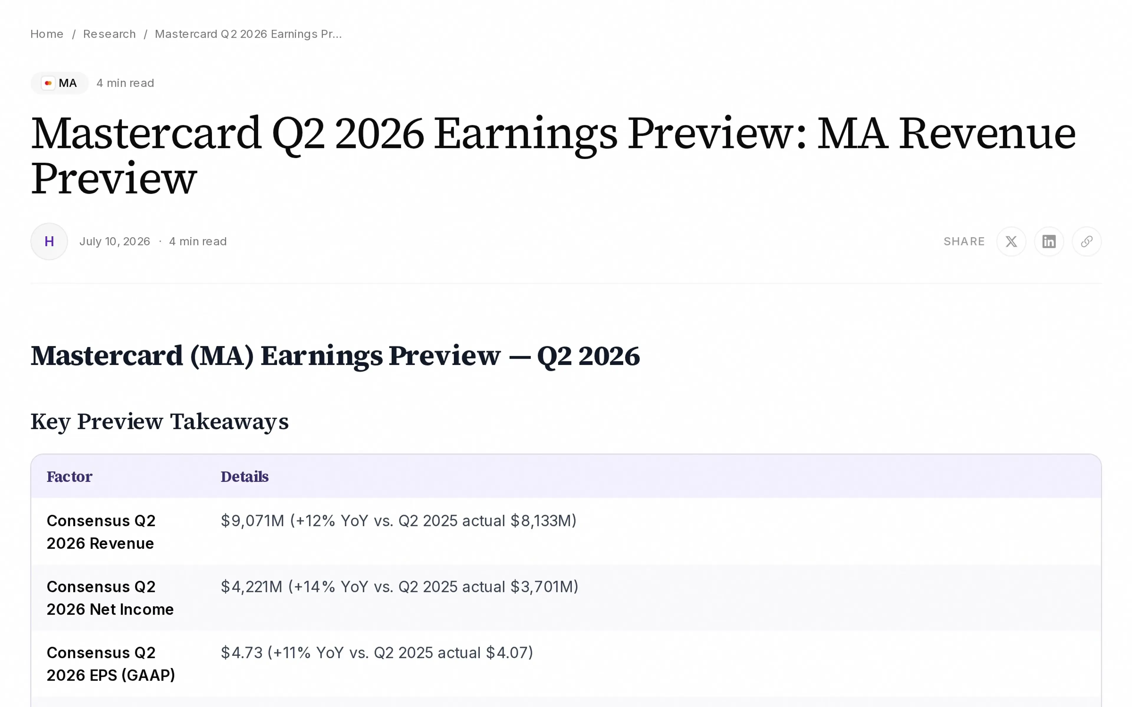 Mastercard Q2 2026 Earnings Preview: MA Revenue Preview