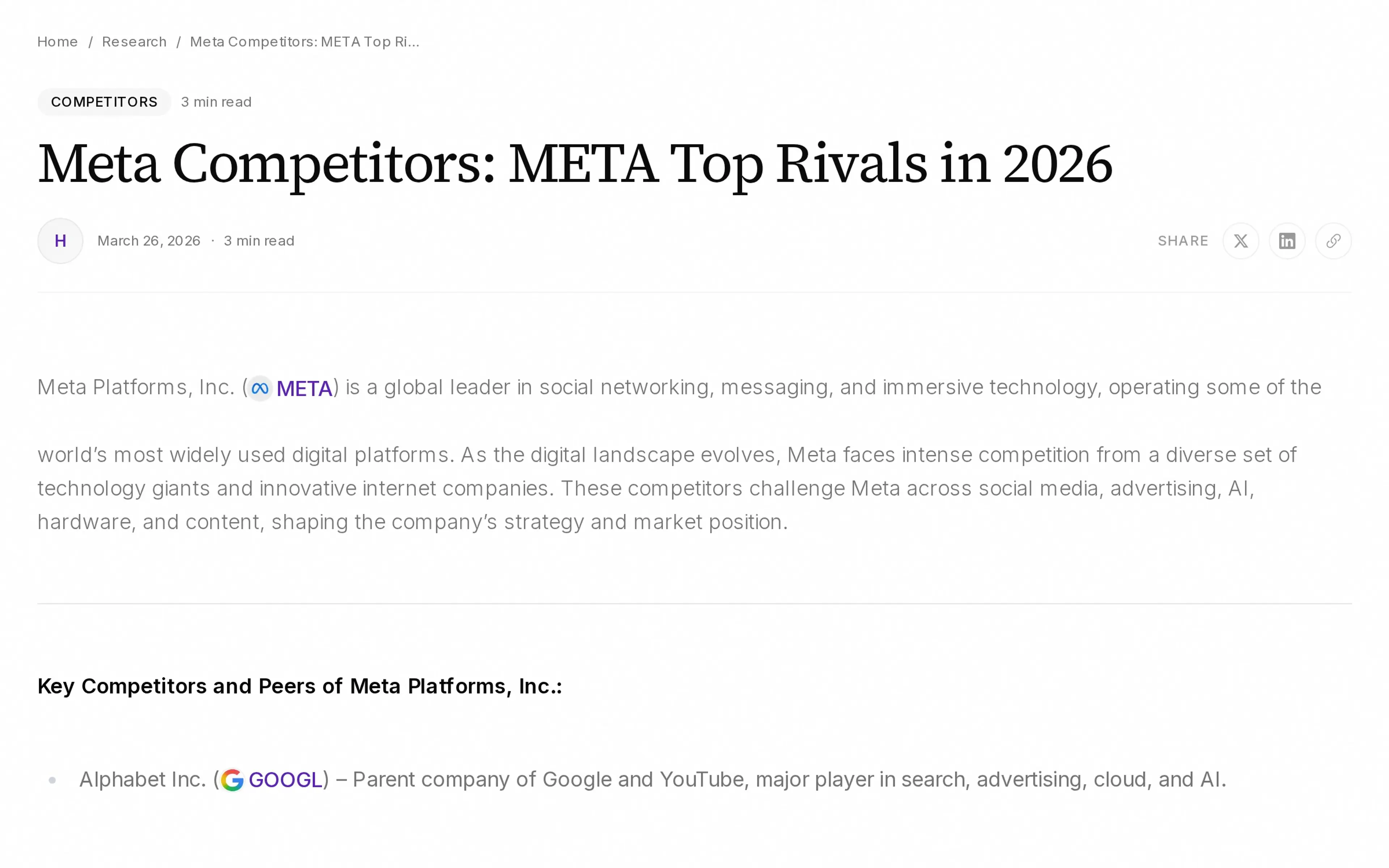 Meta Competitors: META Top Rivals in 2026
