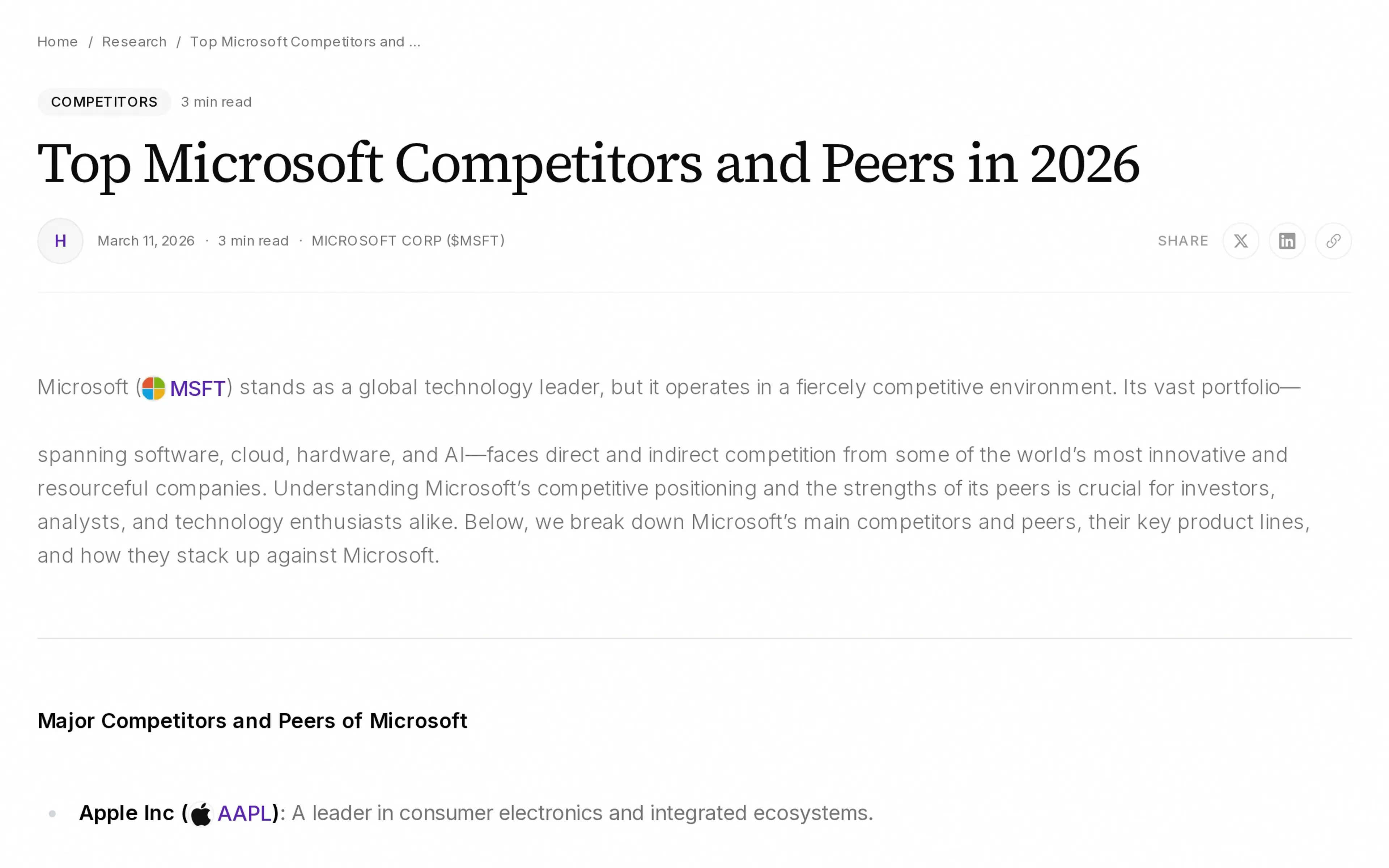 Top Microsoft Competitors and Peers in 2026