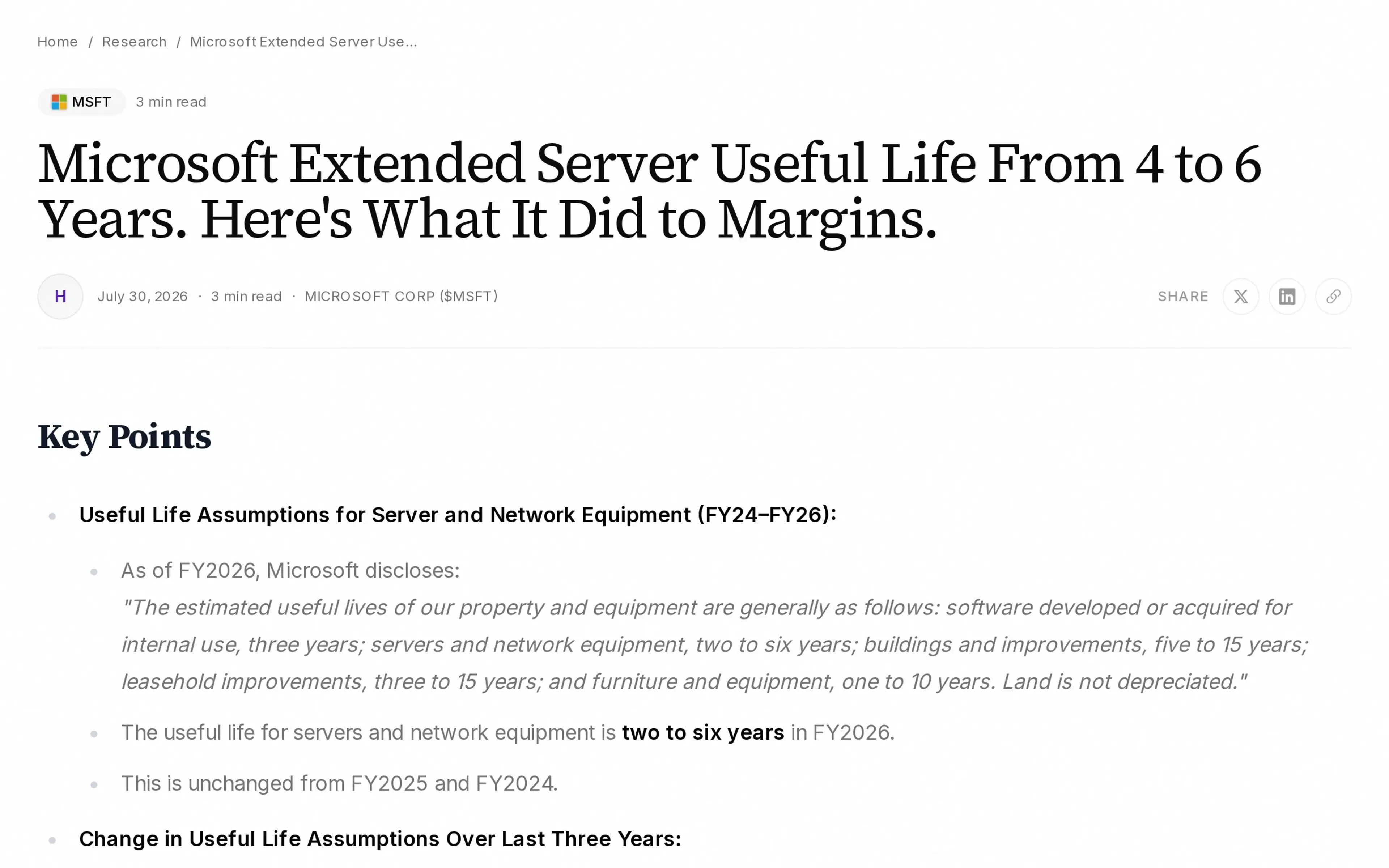 Microsoft Extended Server Useful Life From 4 to 6 Years. Here's What It Did to Margins.
