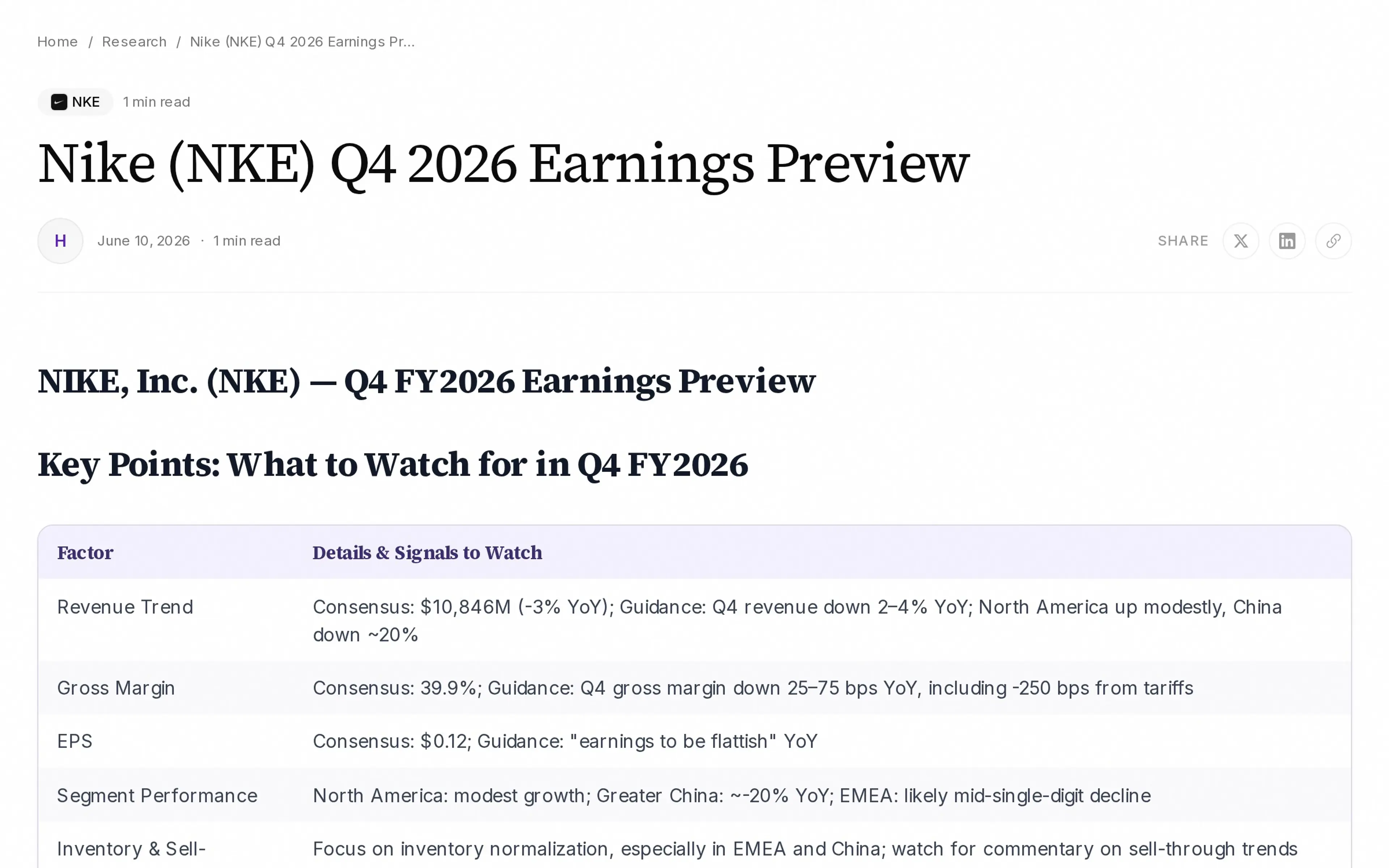Nike (NKE) Q4 2026 Earnings Preview