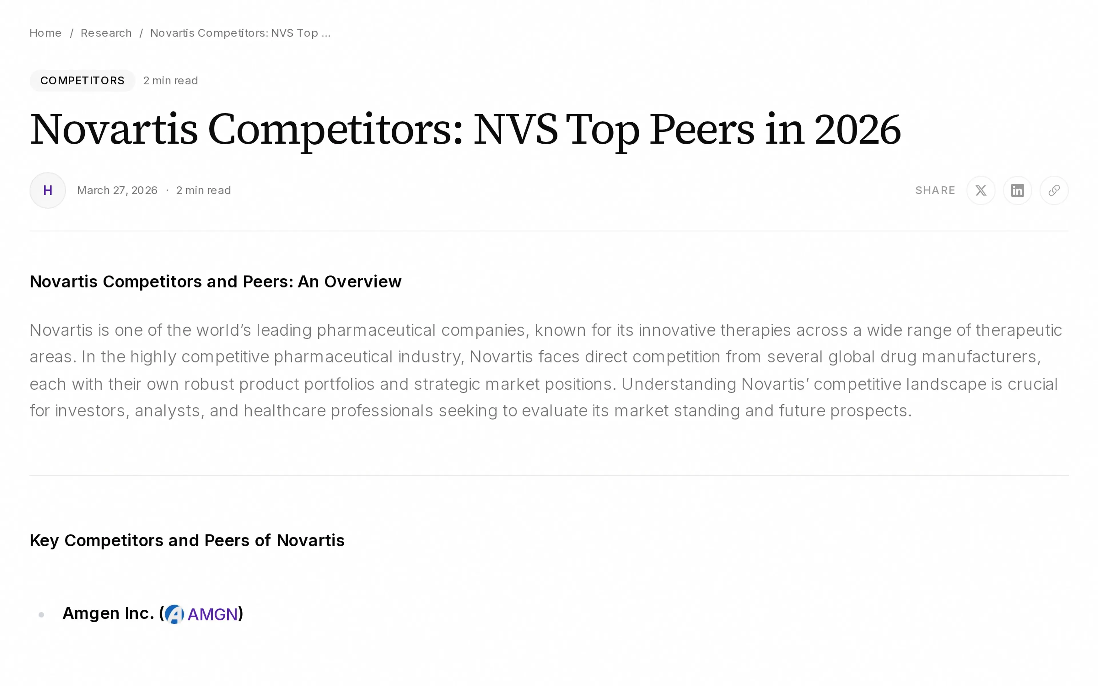 Novartis Competitors: NVS Top Peers in 2026