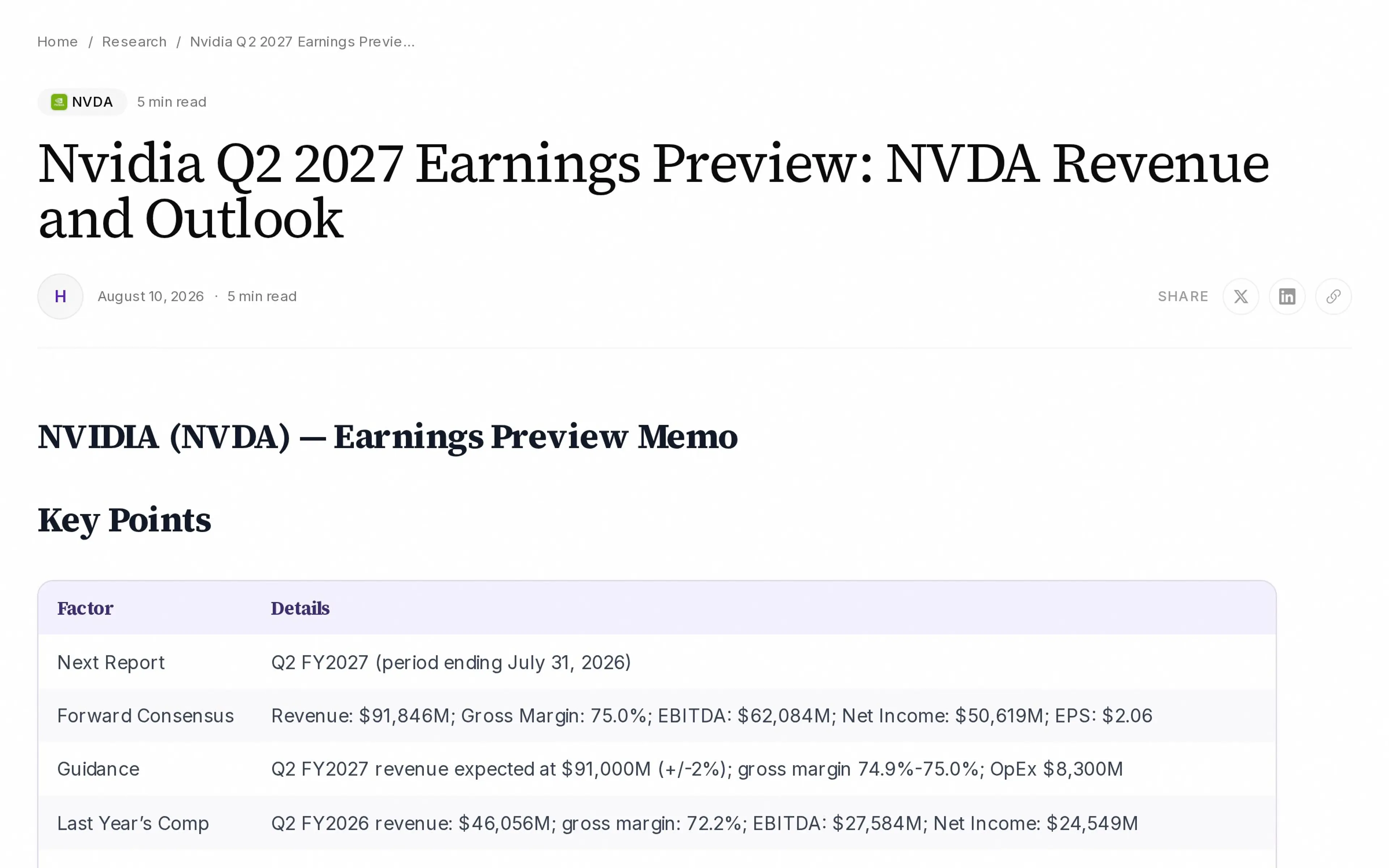Nvidia Q2 2027 Earnings Preview: NVDA Revenue and Outlook