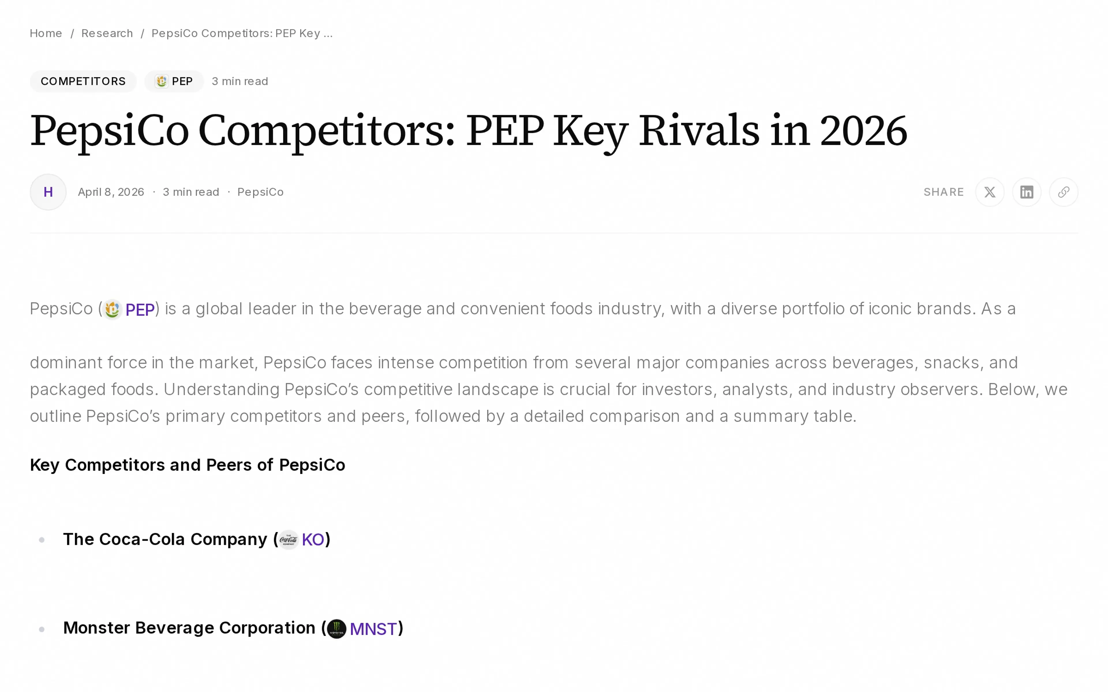 PepsiCo Competitors: PEP Key Rivals in 2026