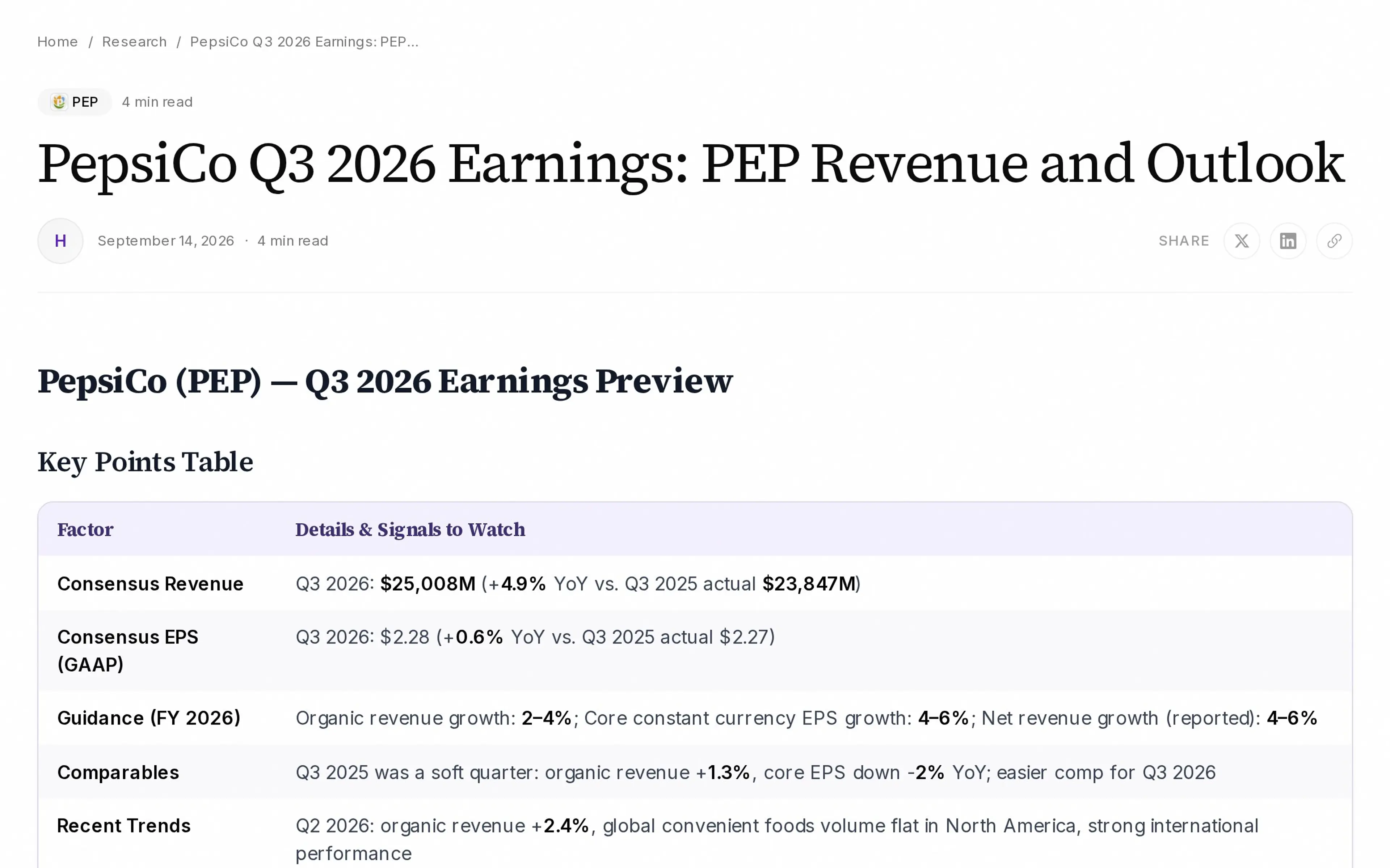 PepsiCo Q3 2026 Earnings: PEP Revenue and Outlook