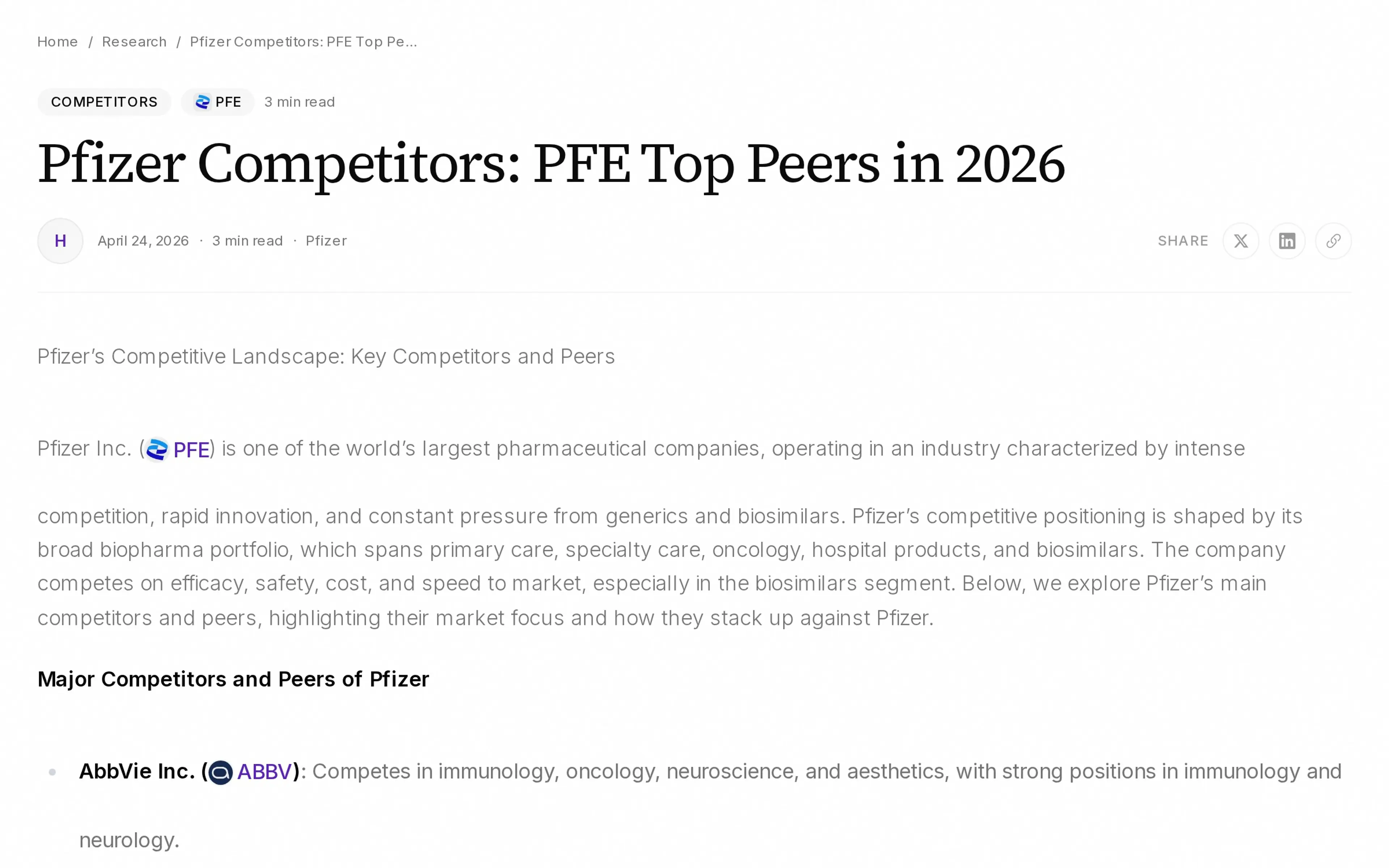 Pfizer Competitors: PFE Top Peers in 2026