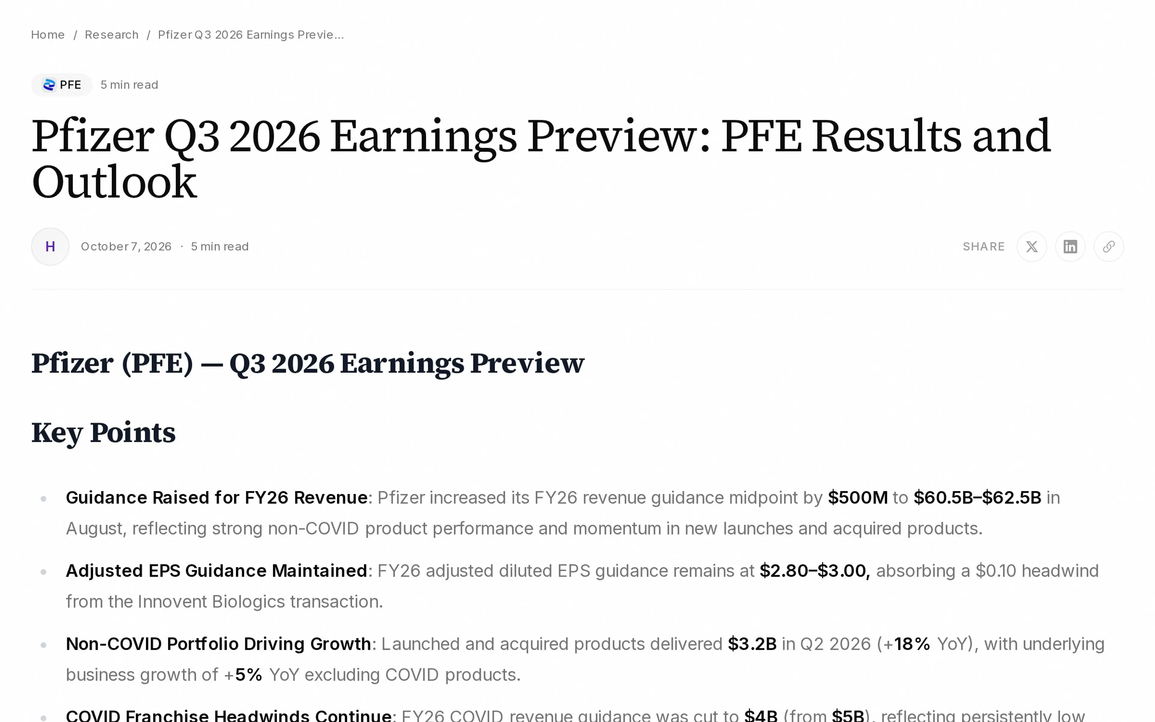Pfizer Q3 2026 Earnings Preview: PFE Results and Outlook