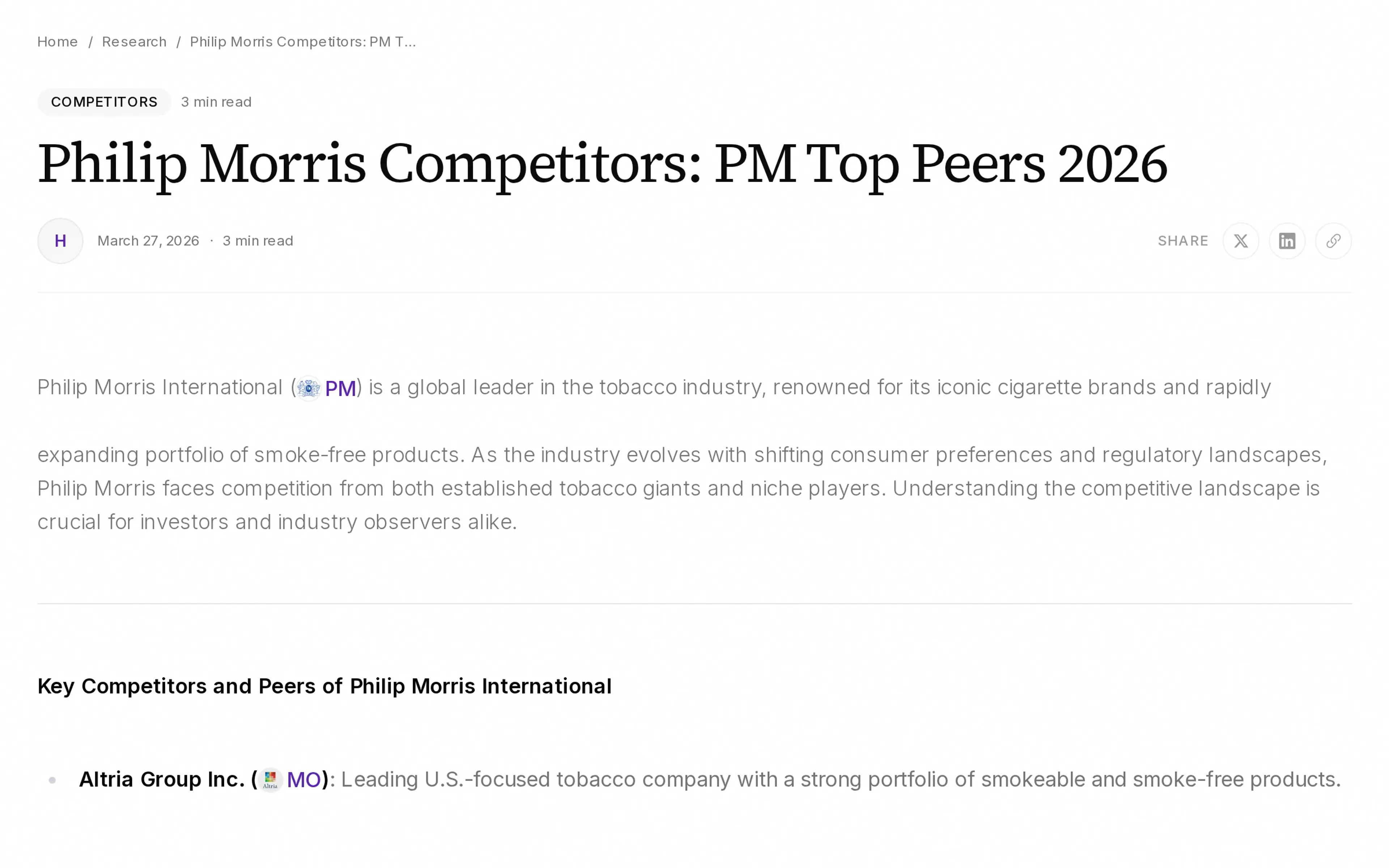 Philip Morris Competitors: PM Top Peers 2026
