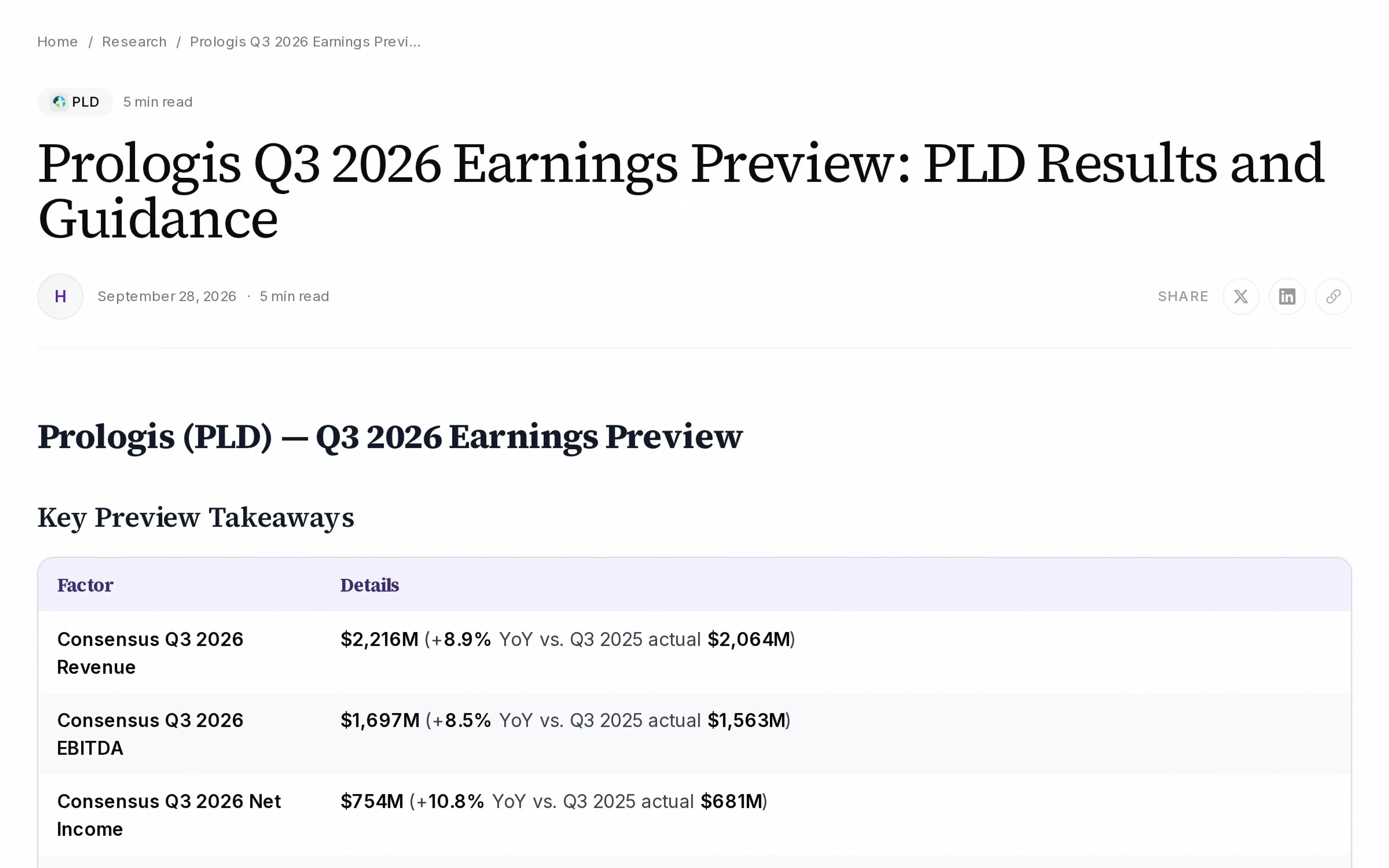 Prologis Q3 2026 Earnings Preview: PLD Results and Guidance