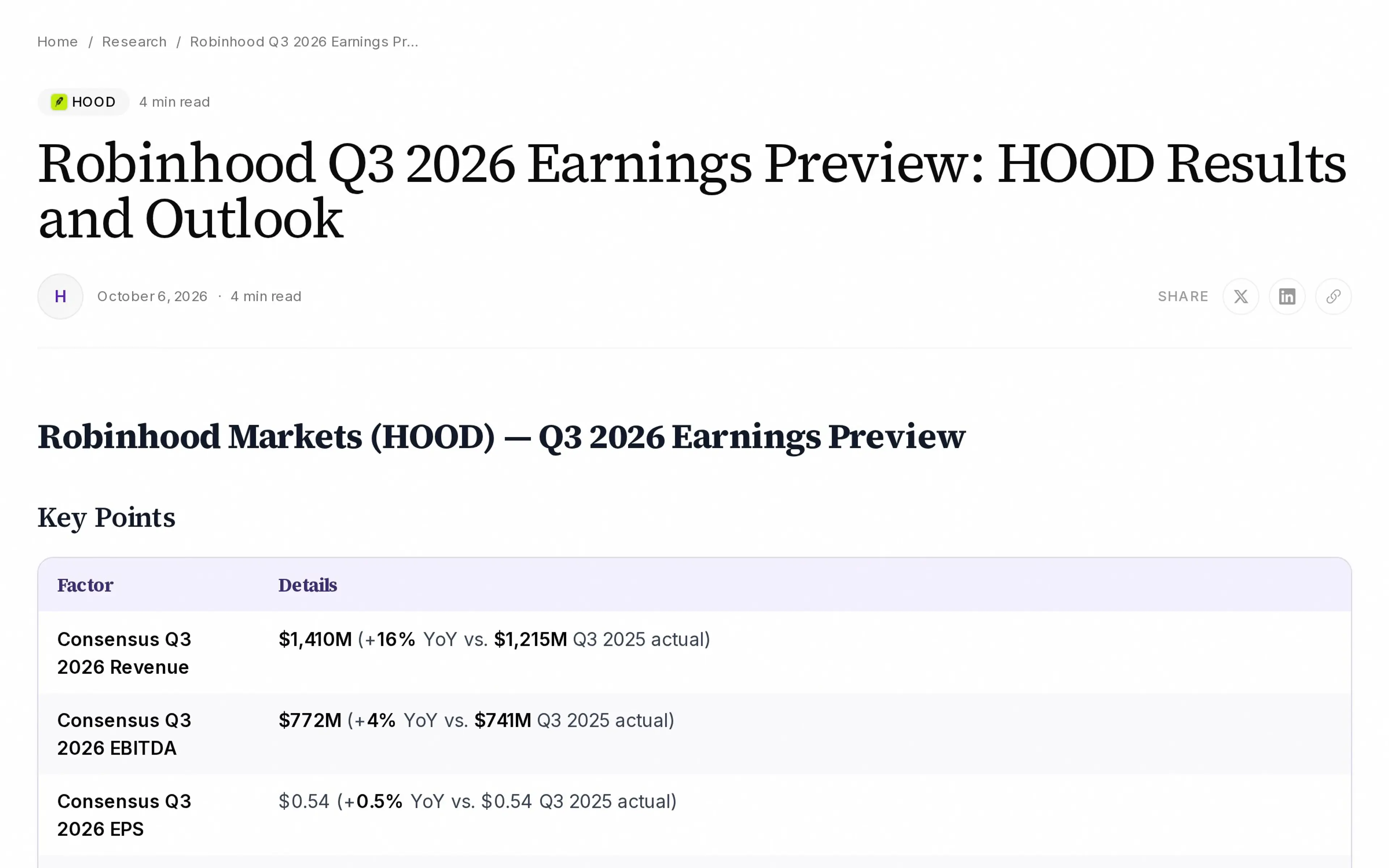 Robinhood Q3 2026 Earnings Preview: HOOD Results and Outlook