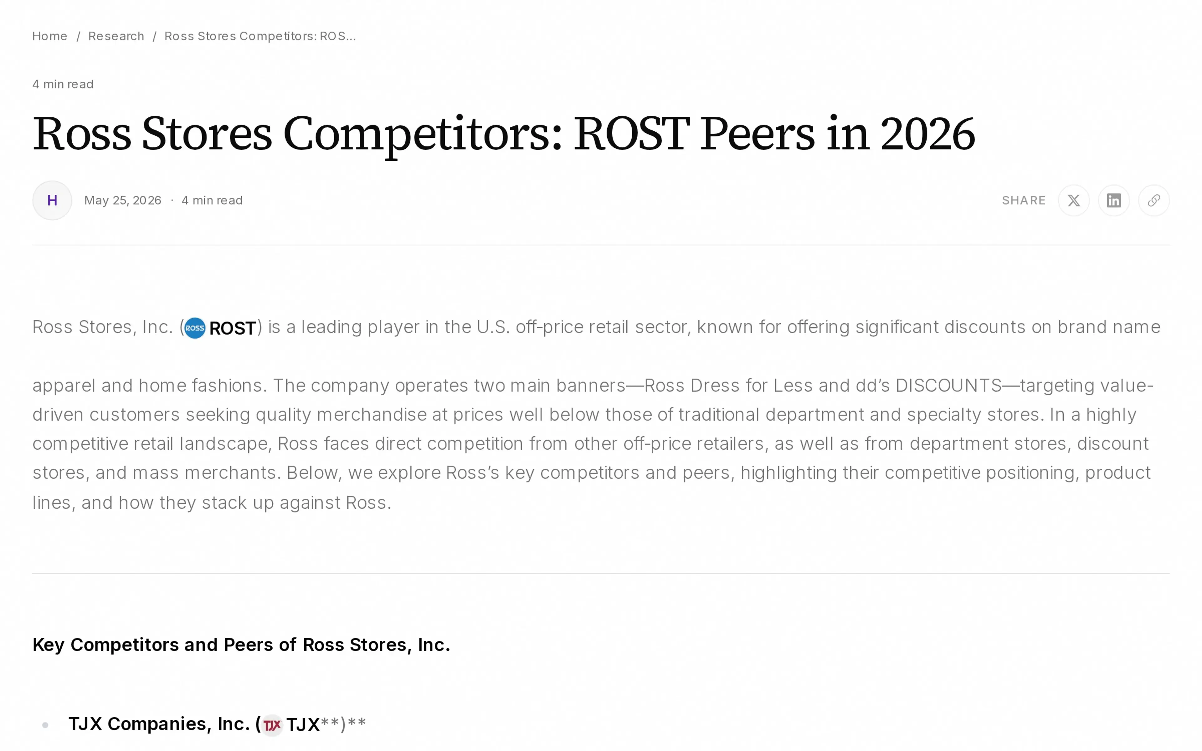 Ross Stores Competitors: ROST Peers in 2026